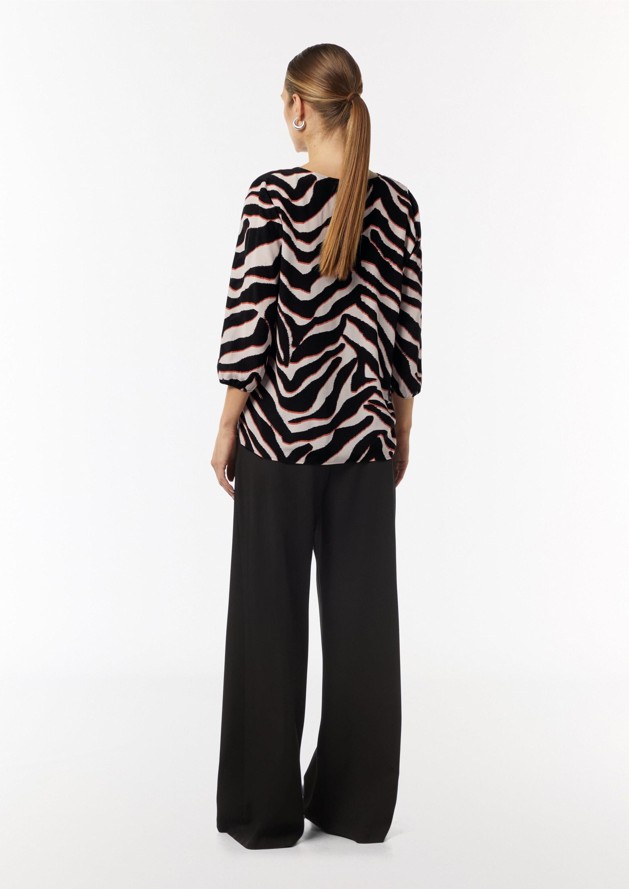 comma Kurzarmbluse Bluse Crêpe-Bluse mit kurzen Ballonärmeln