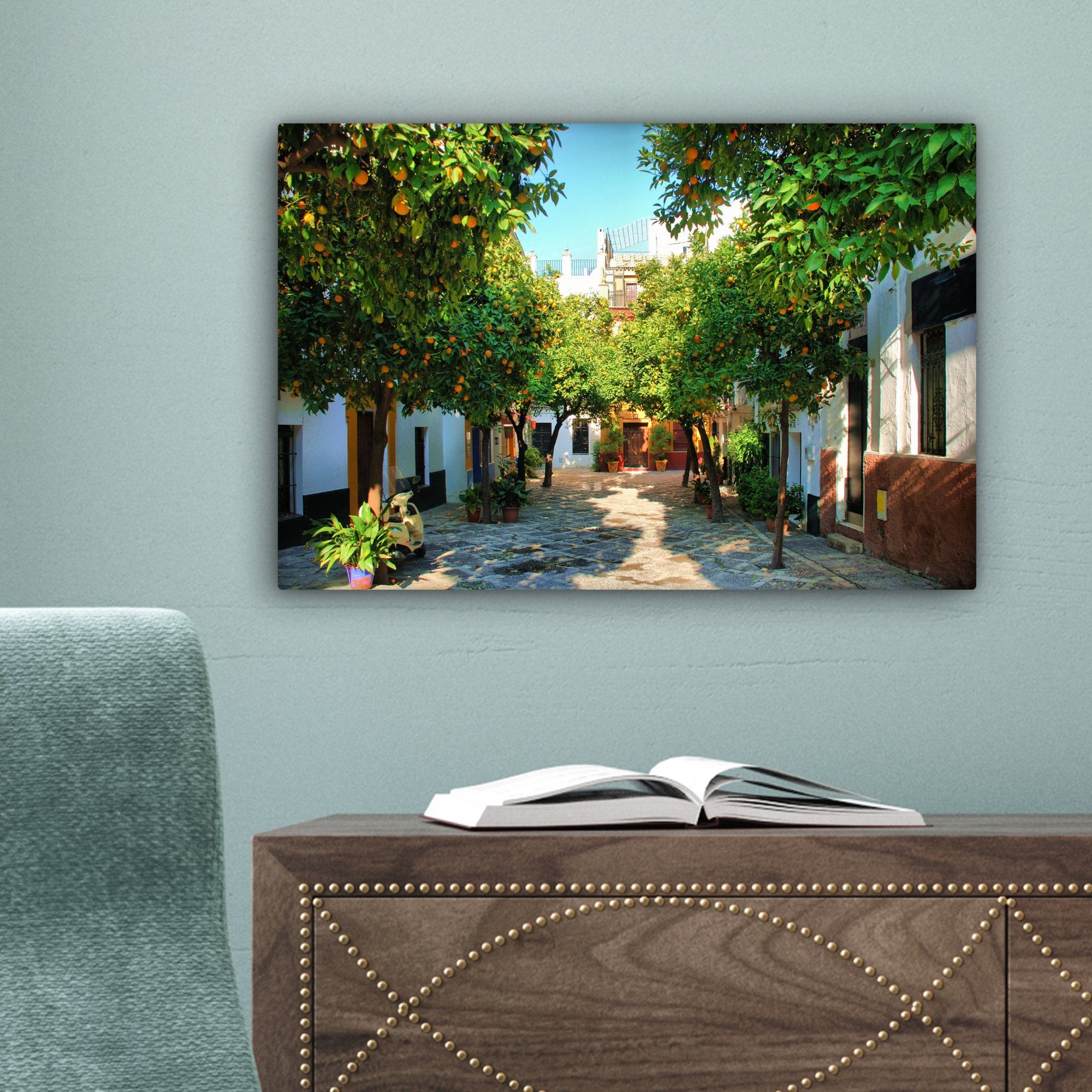 OneMillionCanvasses® Leinwandbild Sevilla St), - cm Leinwandbilder, Baum Weiß, - 30x20 Wandbild (1 Wanddeko, Aufhängefertig