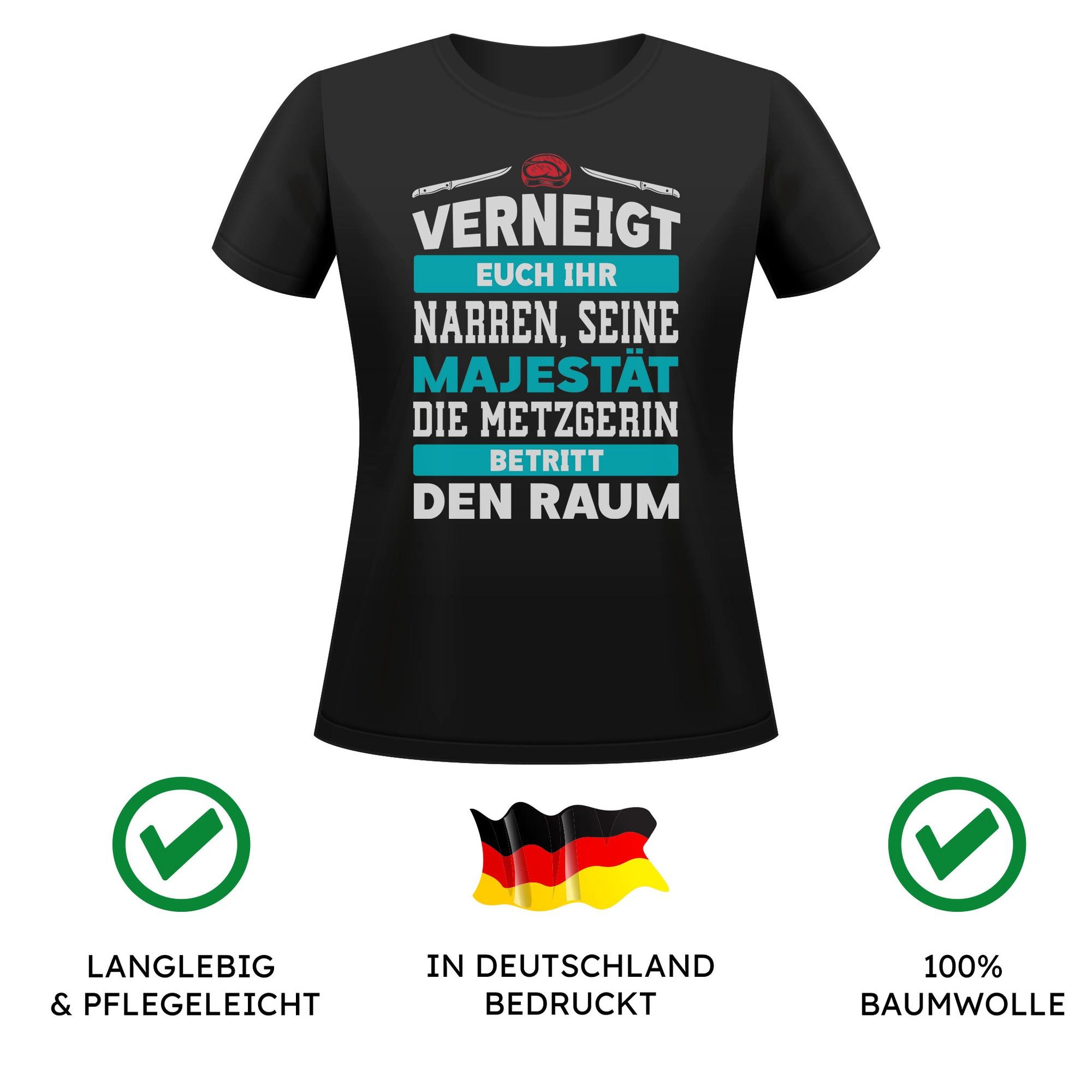 22Feels T-Shirt Metzgerin Geschenk Frauen Spruch Beruf Ausbildung Abschluss IN DEUTSCHLAND BEDRUCKT