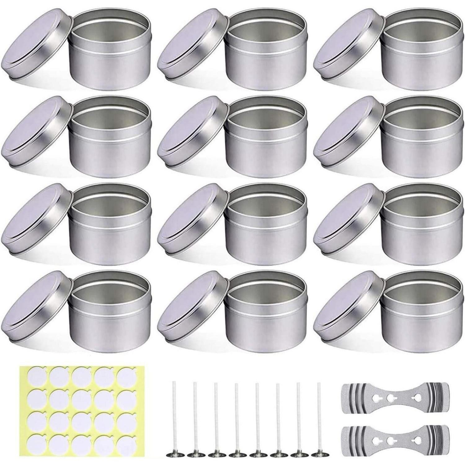 LuxusKollektion Teelicht Kerzendosen 120 ml 12 Schraubdeckel DIY Kosmetik Silver