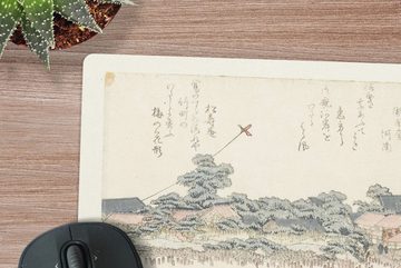 MuchoWow Gaming Mauspad Das Flussufer des Onmaya - Gemälde von Katsushika Hokusai (1-St), Mousepad mit Rutschfester Unterseite, Gaming, 40x40 cm, XXL, Großes