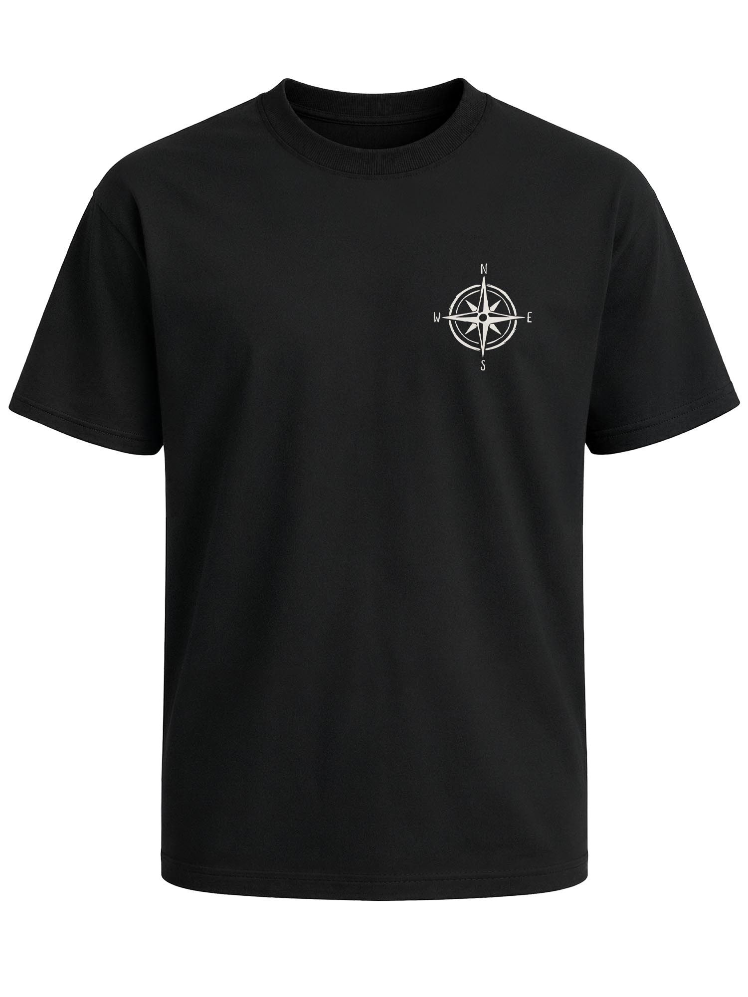 Neverless Oversize-Shirt Neverless Herren T-Shirt Kompass Brustprint, Relaxed Fit mit Print