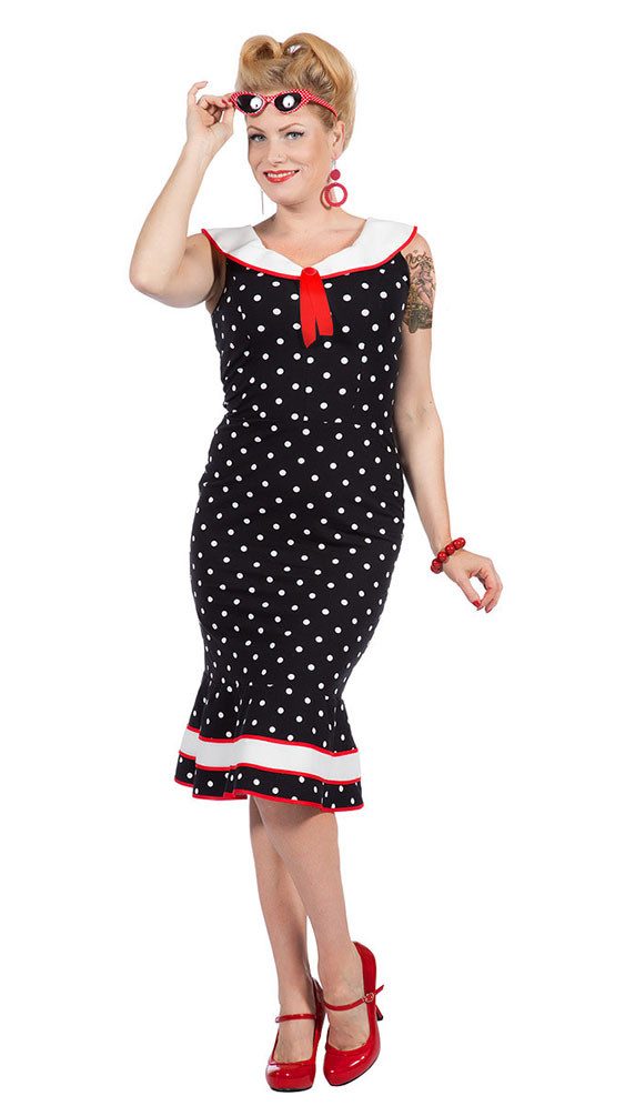 Karneval-Klamotten Kostüm 50er Jahre Damen Rockabilly Rock n Roll Kleid, Rock 'n Roll Frauenkostüm im Stil der 50er Karneval Fasching