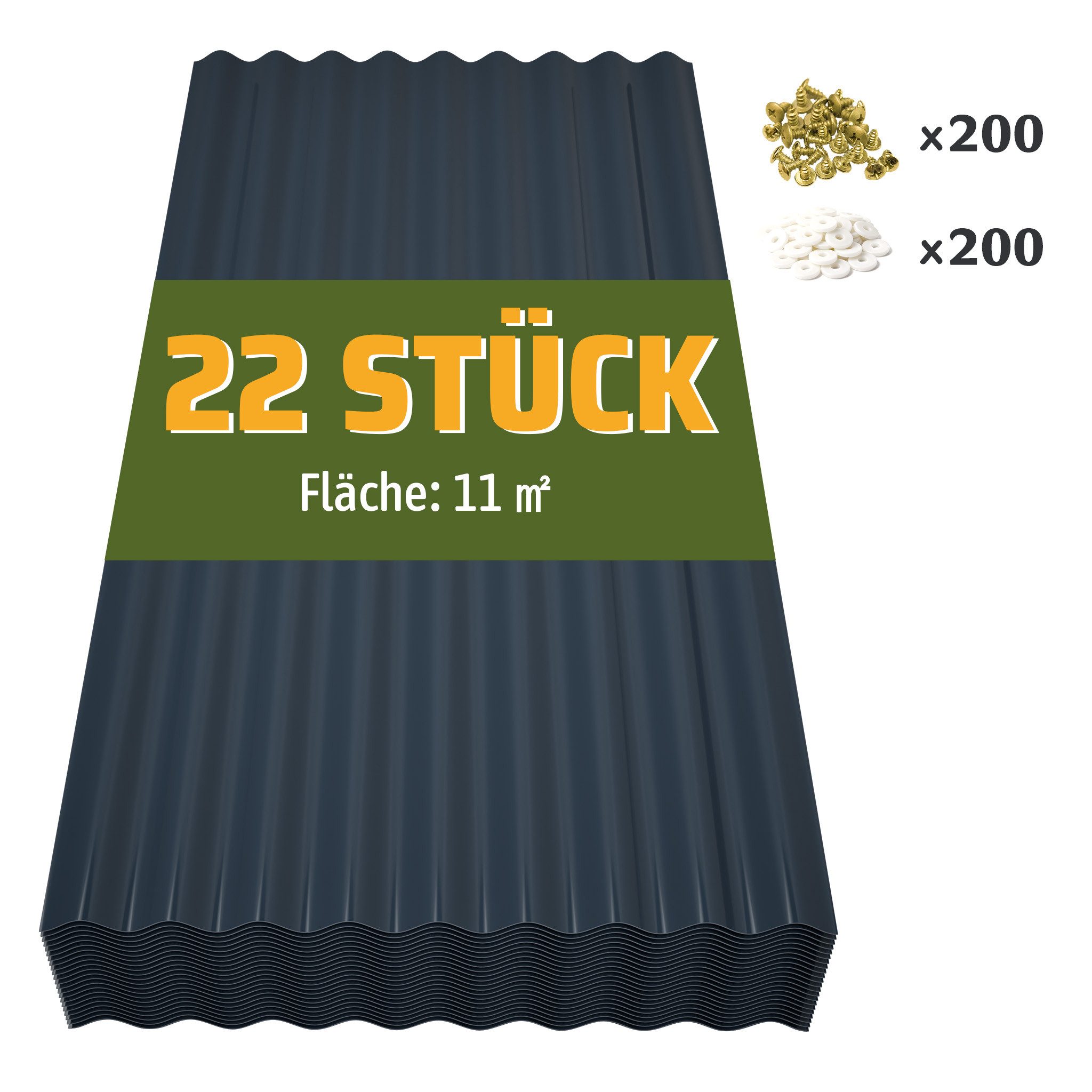GIHAUVIA Wellplatte 22 Stück Wellplatte Dachplatten 11m² PVC platten für Geraetehaus.
