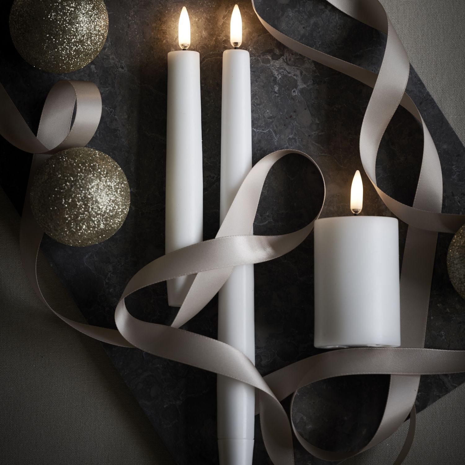 UYUNI Lighting LED-Kerze Stabkerze Nordic White Smooth 15 cm (Set, 2-tlg)