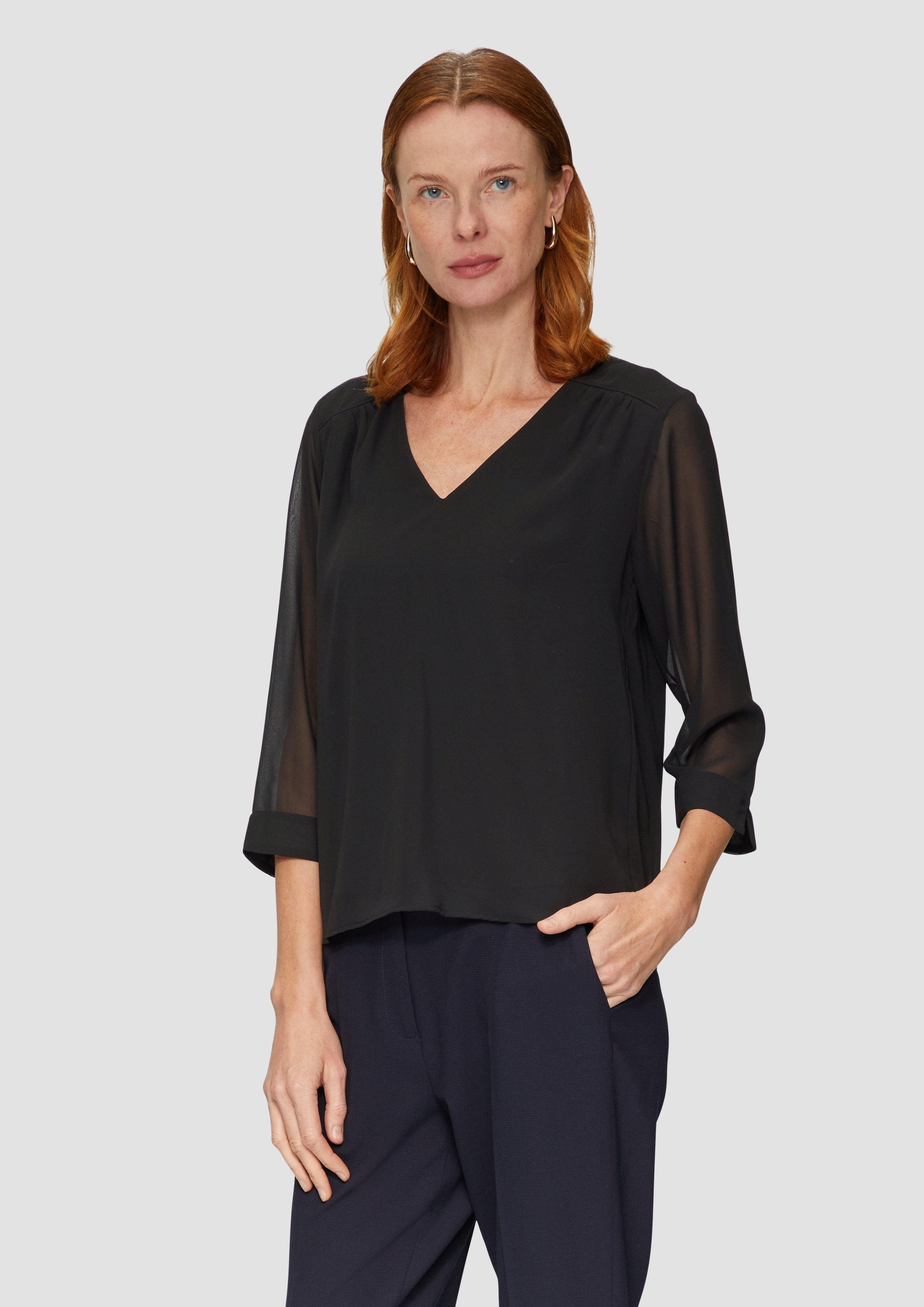 s.Oliver BLACK LABEL Langarmbluse Chiffonbluse mit günstig online kaufen