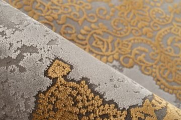 Teppich Teppich Vintage Design, goldfarben, Pierre Cardin, Rechteckig, Höhe: 8 mm, mit Medaillon, mit Bordüre, 3D Effekt, mit Fransen