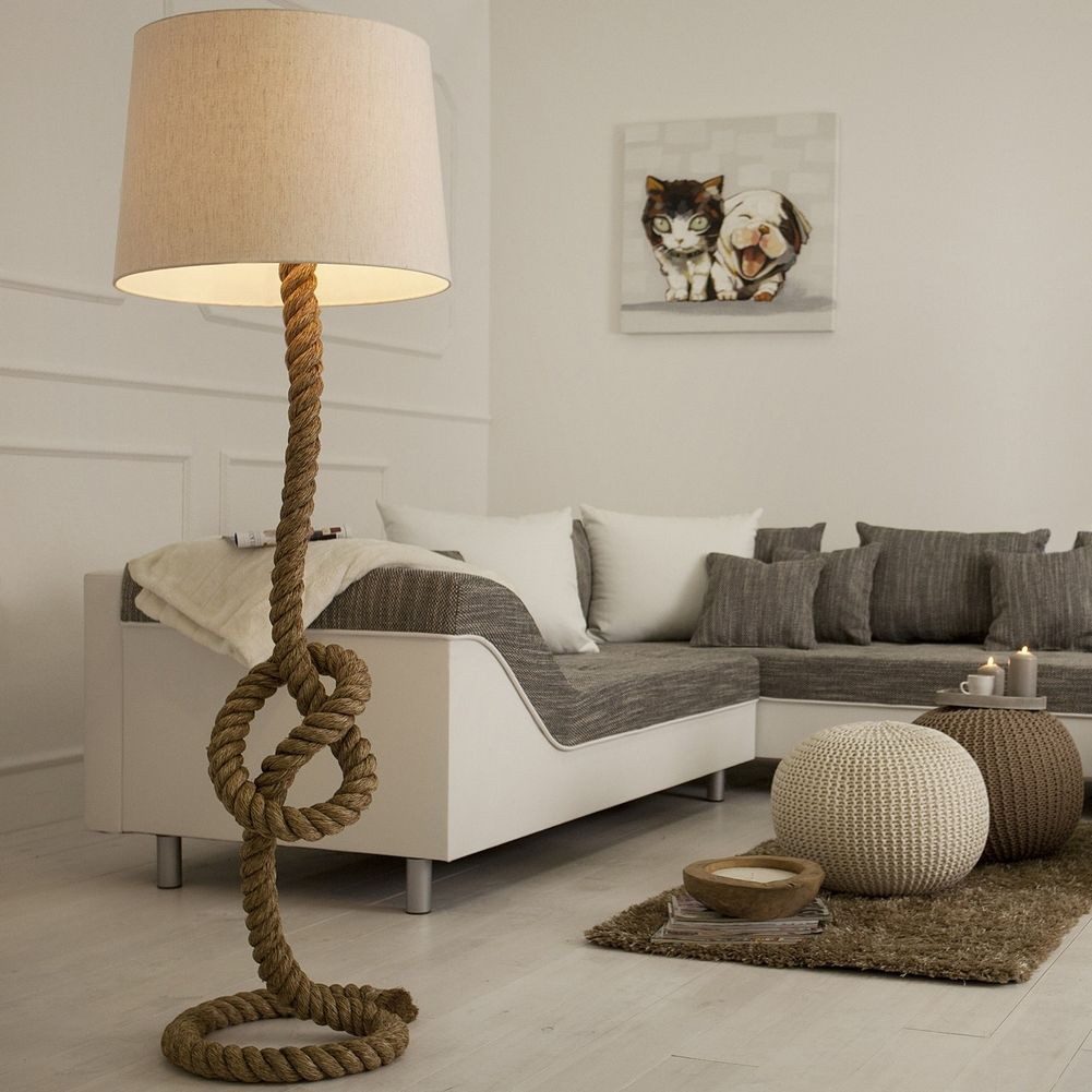 cagü Stehlampe Maritim Stehlampe SCHIFFSTAU Beige aus Manilahanf handgefertigt 160cm, Ein-/Ausschalter, ohne Leuchtmittel, E27