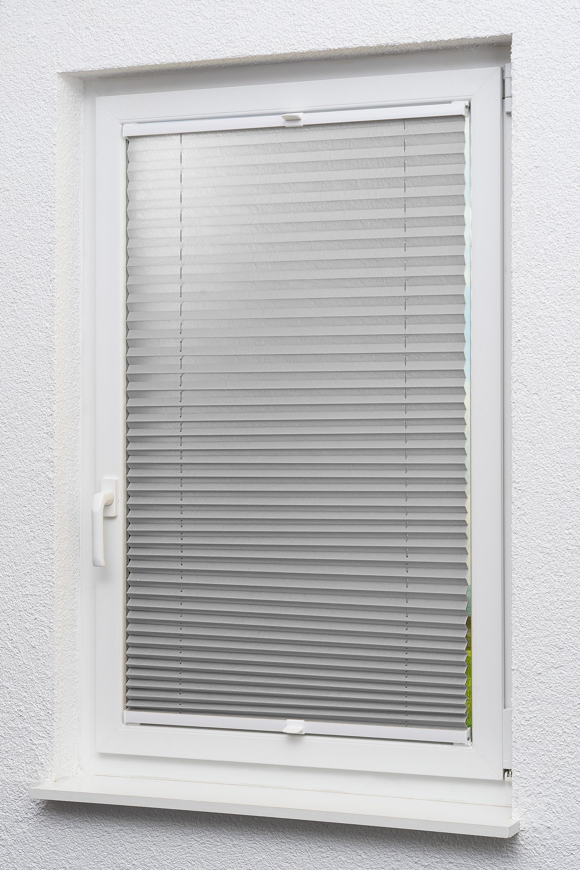 HxB Plissee Schrauben blickdicht, 130x70cm Grau, Crush LYSEL®,