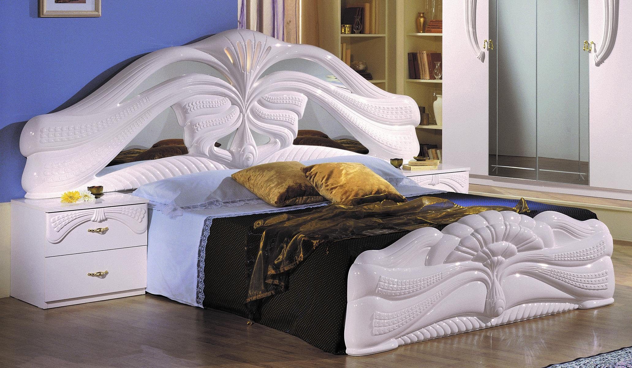 JVmoebel Schlafzimmer-Set Bett 2x Nachttisch Design Schlafzimmer 3tlg. Klassischer Luxus Betten