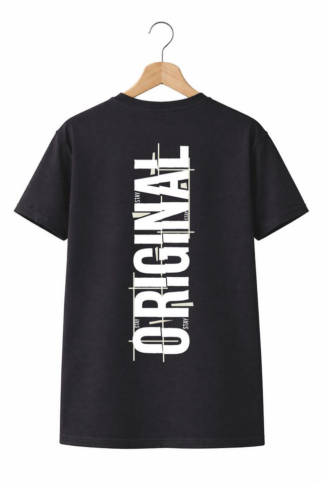 Banco T-Shirt Herren Original Shirt Print (Einzelartikel) Vertikaler "Stay Original" Typografie-Print auf der Rückseite