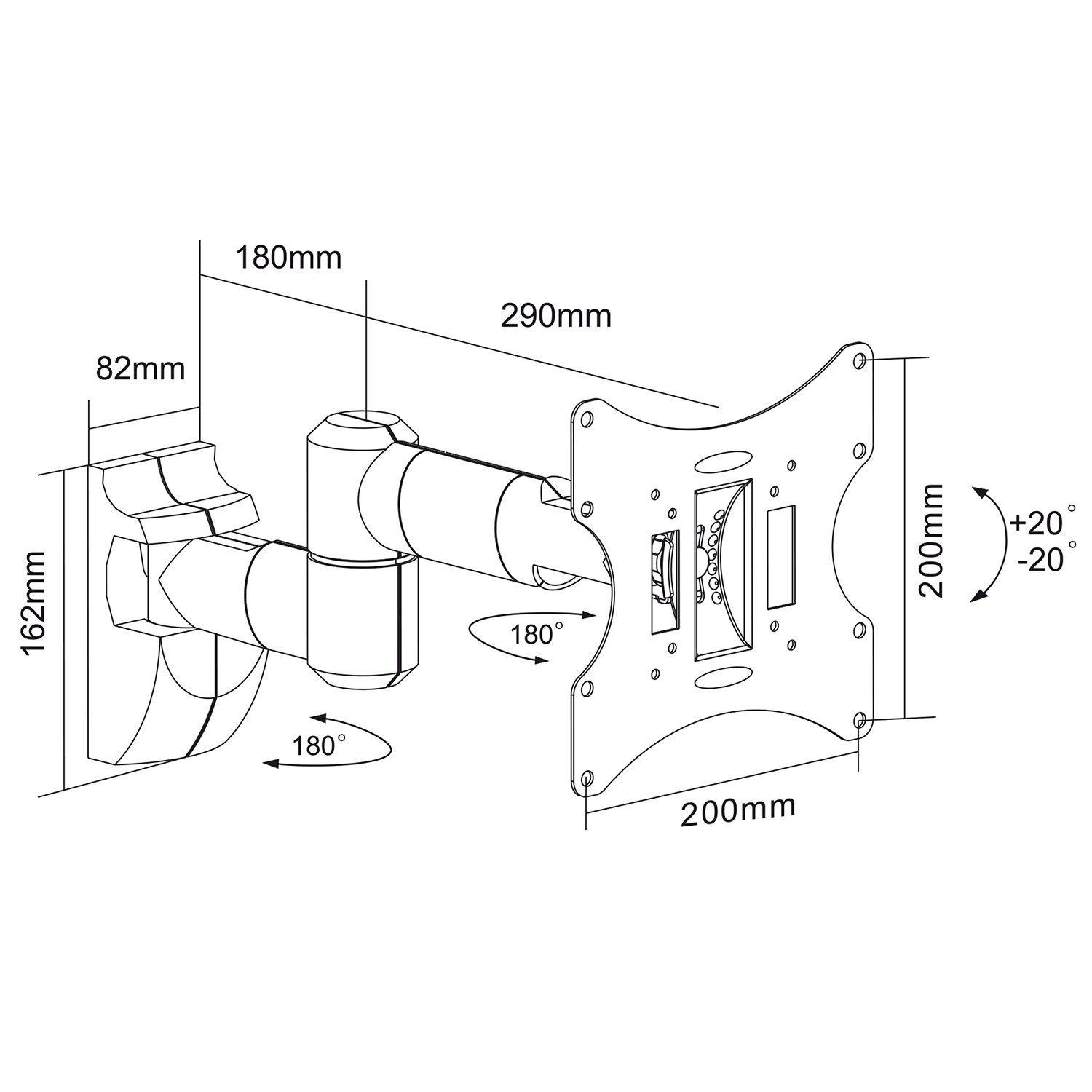 Maclean TV-Wandhalterung MC-503B, (TV Wandhalterung bis 30kg - 13" bis 42" Zoll) – Bild 4 von 5