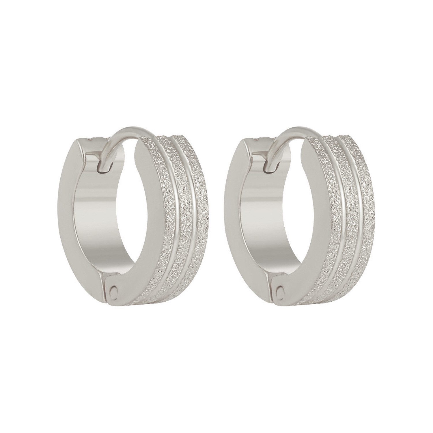 KARMA Paar Creolen Glitzer Edelstahl Silber oder Gold Ohrringe 1,3 cm Durch günstig online kaufen