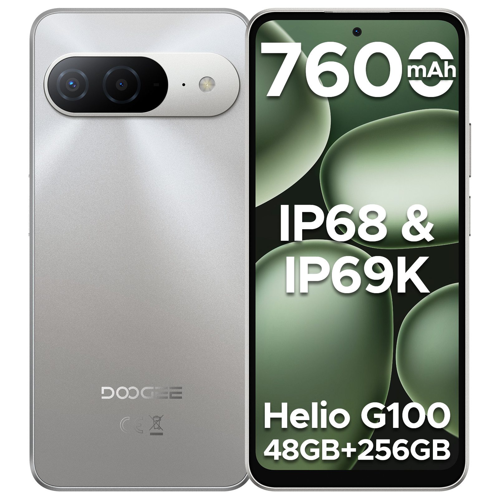 DOOGEE B10 Android 16, IP68/IP69K 7600mAh, 6.63",120Hz Smartphone (6.63 Zoll, 256 GB Speicherplatz, 5G, 48GB + 256GB, NFC, Face ID,2TB, Dual SIM, GPS)