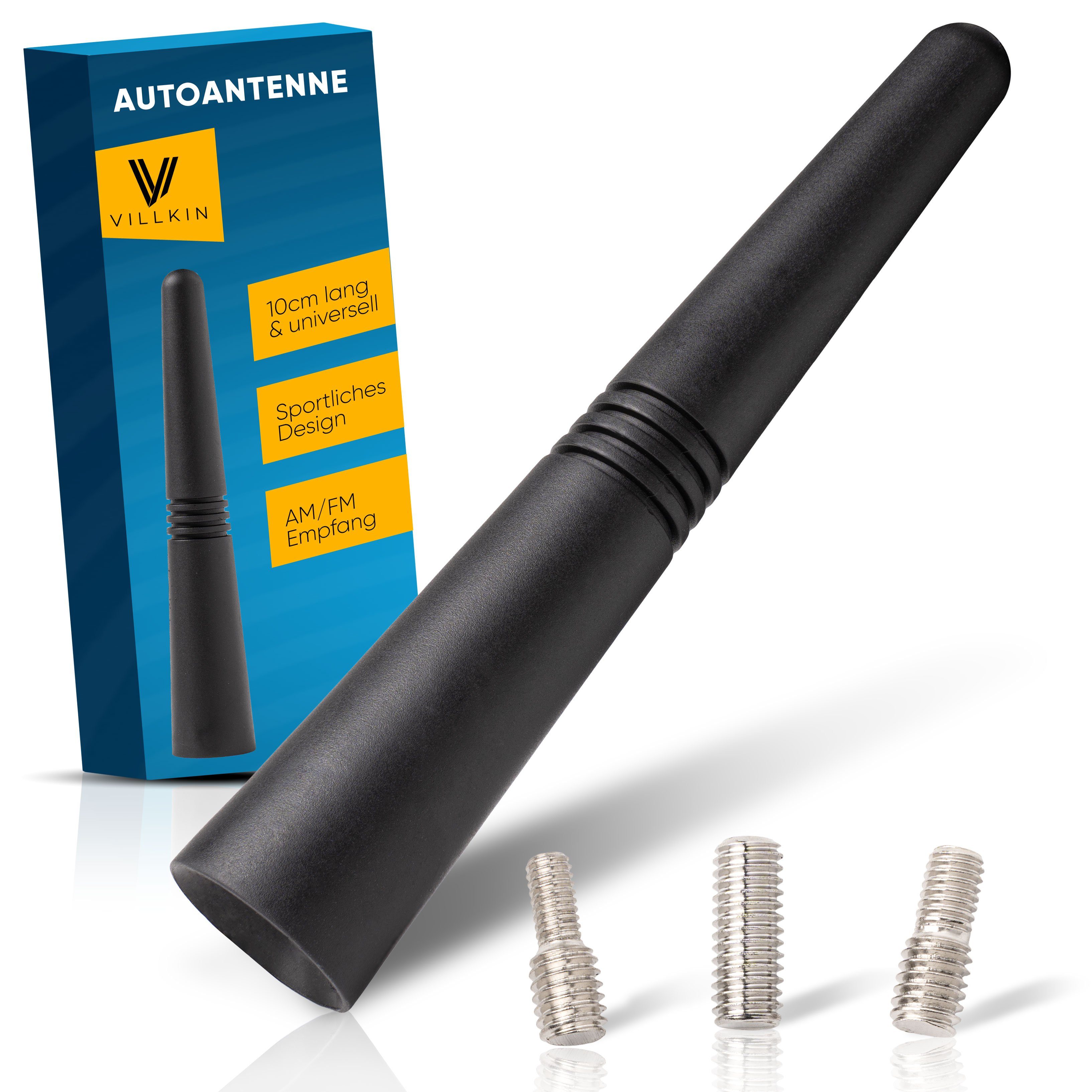Villkin Universale Autoantenne, Radioantenne (9,2cm), optimaler Empfang Dachantenne (für Autodach), M4,M5, M6 Gewinde vorhanden