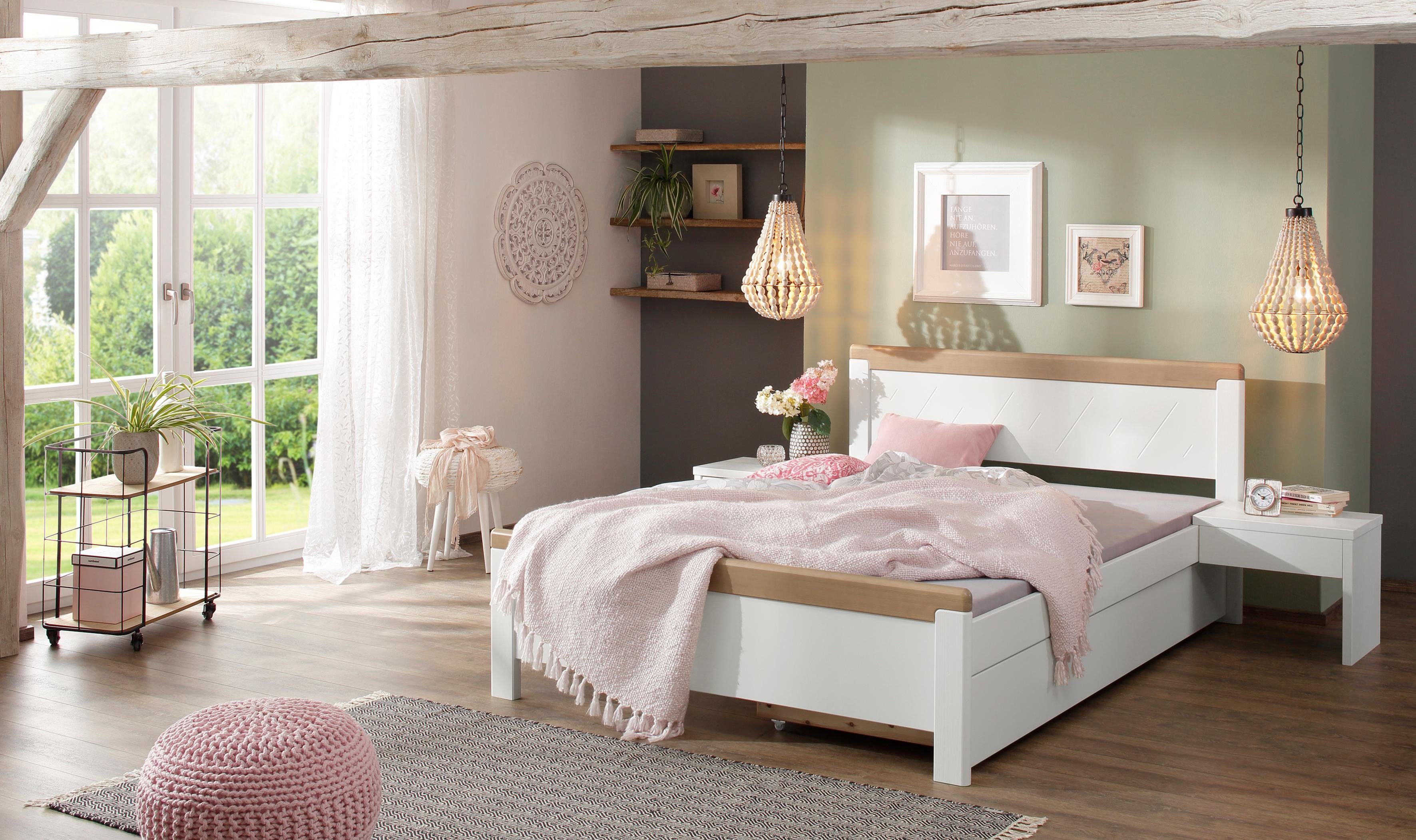 OTTO home Holzbett "CARITA", mit praktischem Rollrost, aus massivem Kiefernholz
