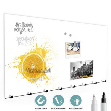 Primedeco Garderobenpaneel Magnetwand und Memoboard aus Glas Orangenspritzer