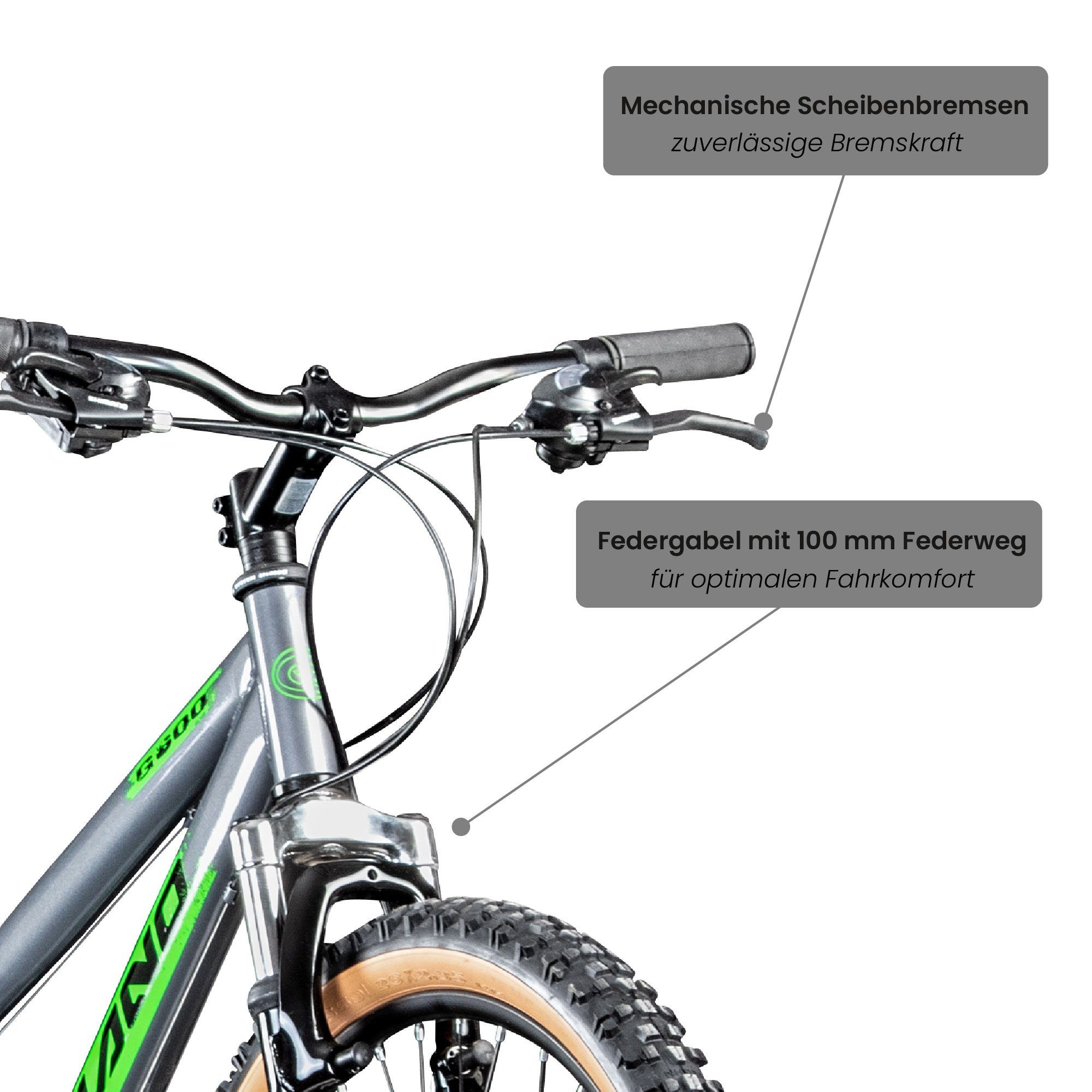 18 Erwachsene Fahrrad 145 Gang, 165 Jugendliche Zoll - Galano und Kettenschaltung, Mountainbike für Dirtbike 26 G600, grau/grün cm