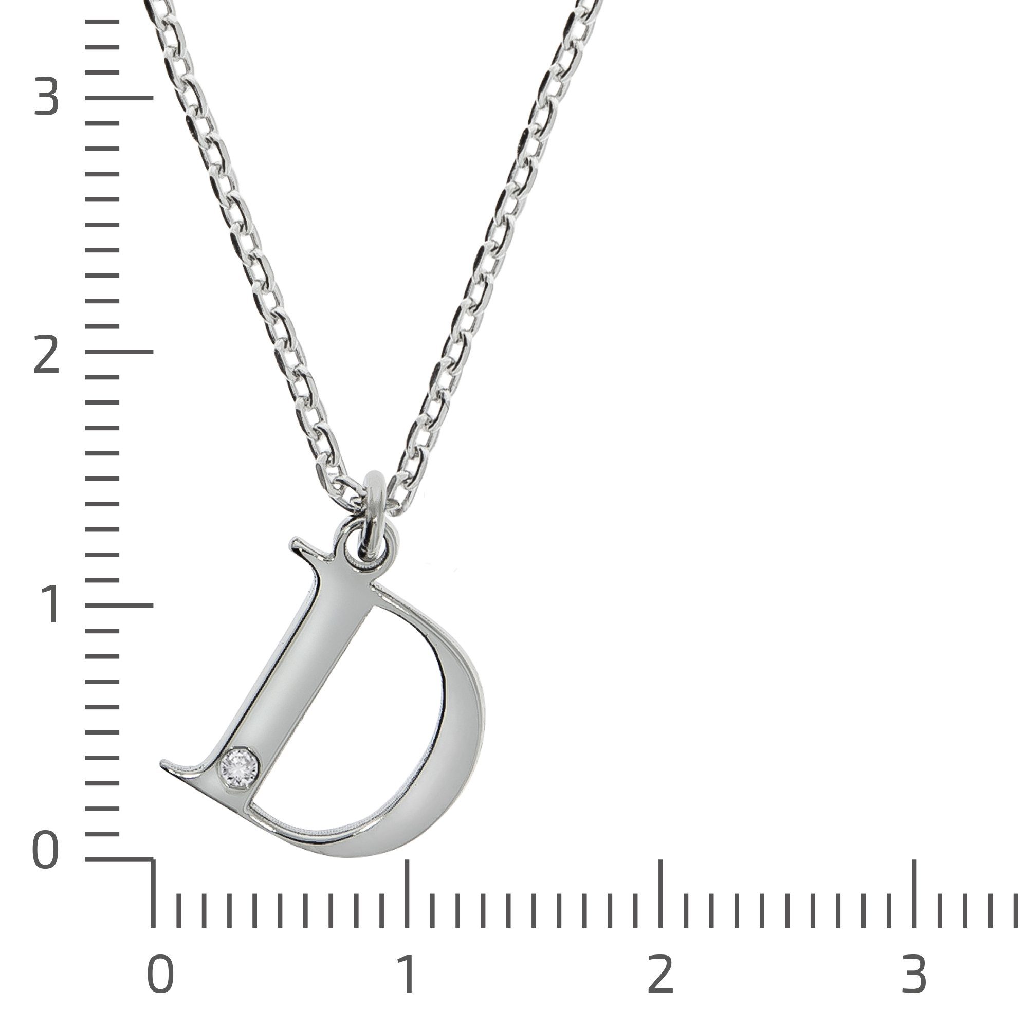Diamonds by Ellen K. Kette mit Anhänger Silber 925 mit 1x Diamant 0,008ct. Buchstabe D