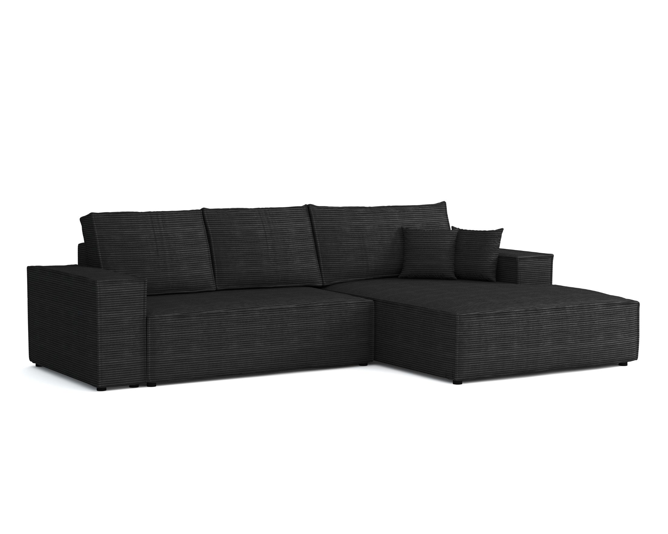 Deine Möbel 24 Wohnlandschaft MARCO 294 cm breit Ecksofa Sofa Wohnzimmer L-Couch Cord Samt, Grau Beige Dunkelgrau Anthrazit Graphit Schwarz Hellgrau 3 Teile, mit Schlaffunktion Bettfunktion Bettkasten Stauraum