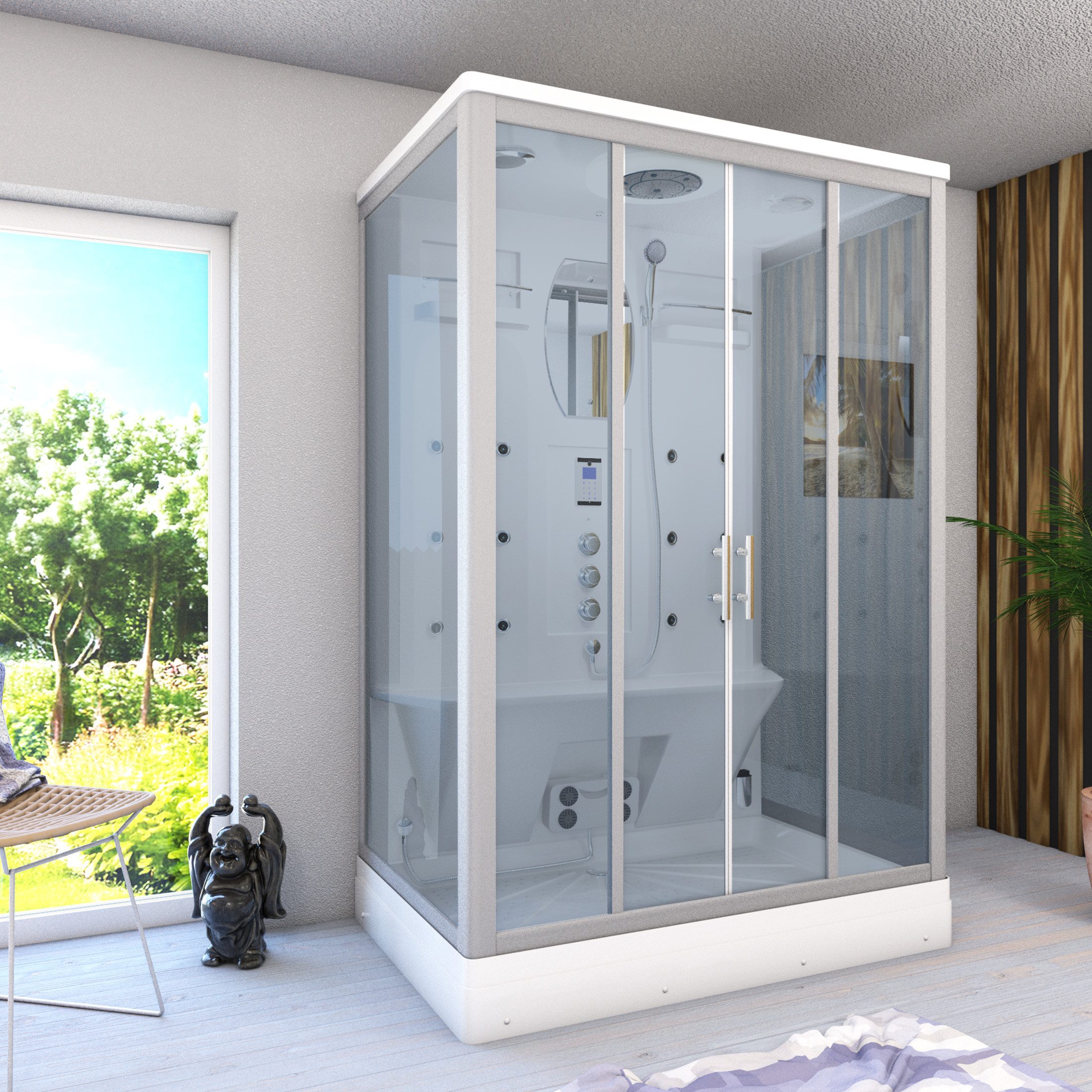 AcquaVapore Dampfdusche AcquaVapore Dampfdusche Sauna Dusche Duschkabine D27-TH-ALL 140x90cm, Sicherheitsglas ESG, Höhenverstellbar, Mit Bauanleitung, Mit Beleu – Bild 2 von 5