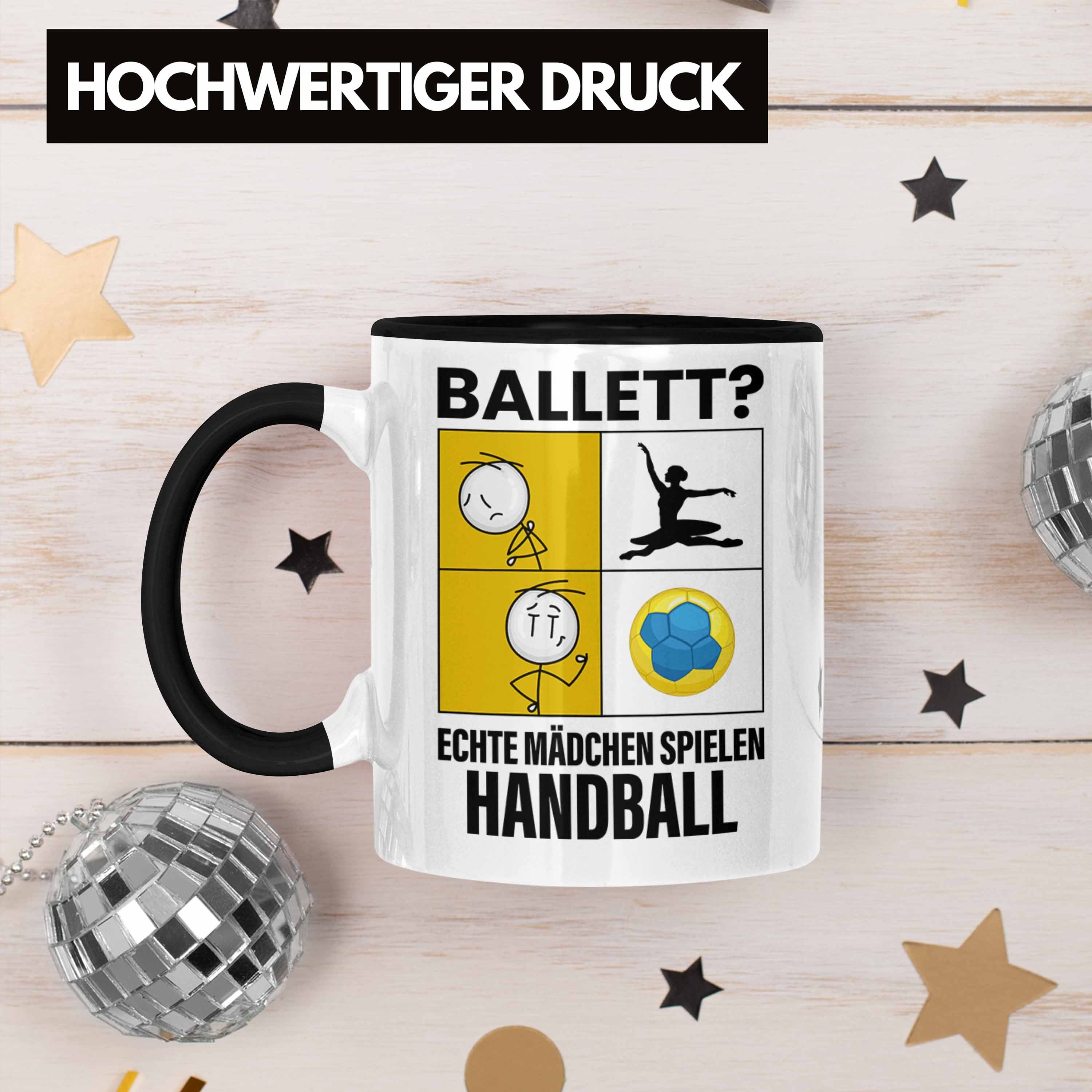 Handball Geschenk Echte Mädchen Trendation Schwarz Spielen Tasse Sport Tasse Mädchen Frauen Han