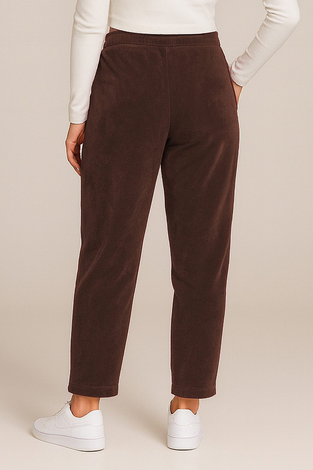 Kendindza Collection Jogger Pants Damen Cordhose Optik Hose Jogg-Pants elegant Stoffhose Stretch elastischer Stoff, weich mit Gummibund
