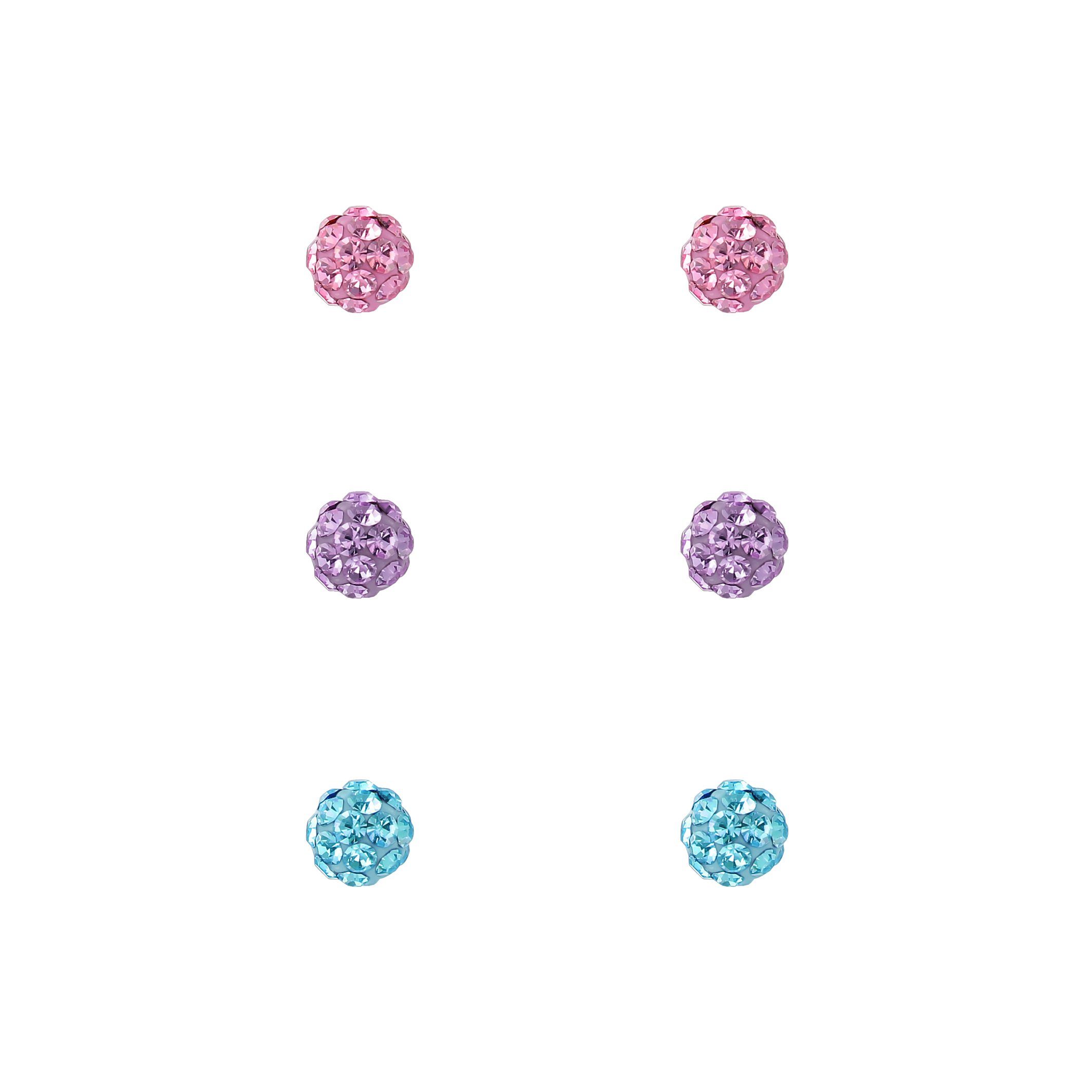 ALEXANDER YORK Ohrstecker-Set BALL KRISTALL, 3-tlg., 925 Sterling Silber