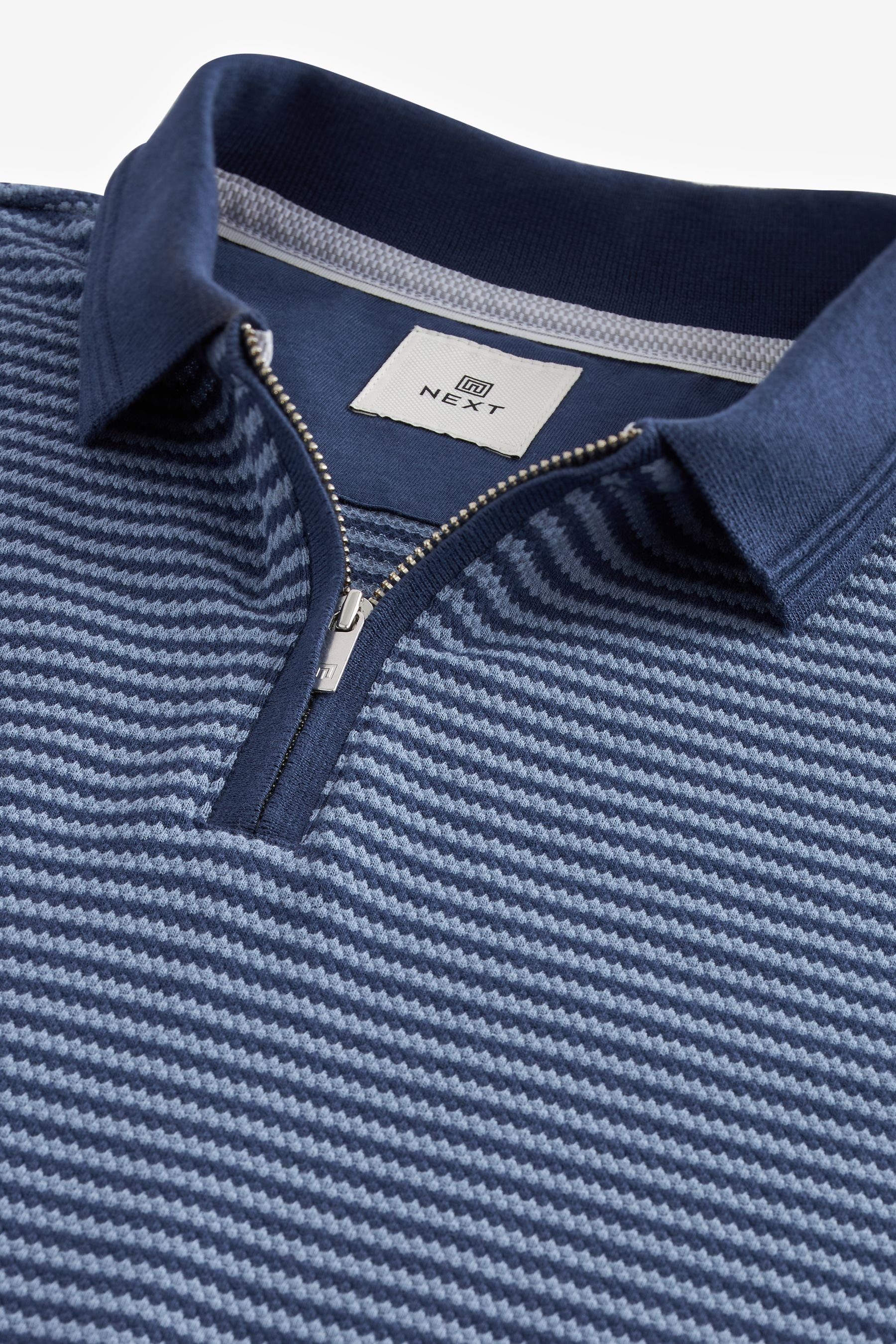 Navy mit Next Schriftzug Streifen Poloshirt Poloshirt (1-tlg) und Blue
