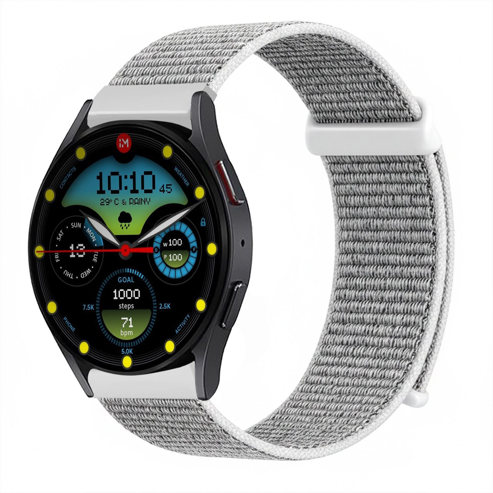 Tec-Expert Smartwatch-Armband für Samsung Galaxy Watch4 44 mm Armband Ersatz Wechsel Band, Nylon Textil mit Klettverschluss, stufenlos Verstellbar, atmungsaktiv