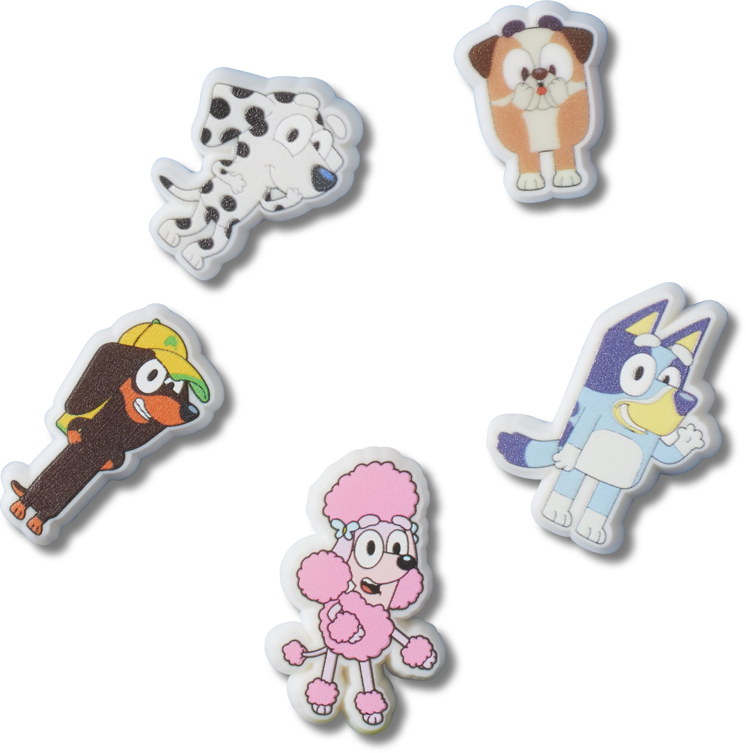 Crocs Schuhanstecker Jibbitz™ Bluey (Set, 5-tlg., Kein Spielzeug. Nicht für Kinder unter 3 Jahren geeignet), Bluey Motive zum Anstecken, Charm, Anstecker für Crocs Schuhe