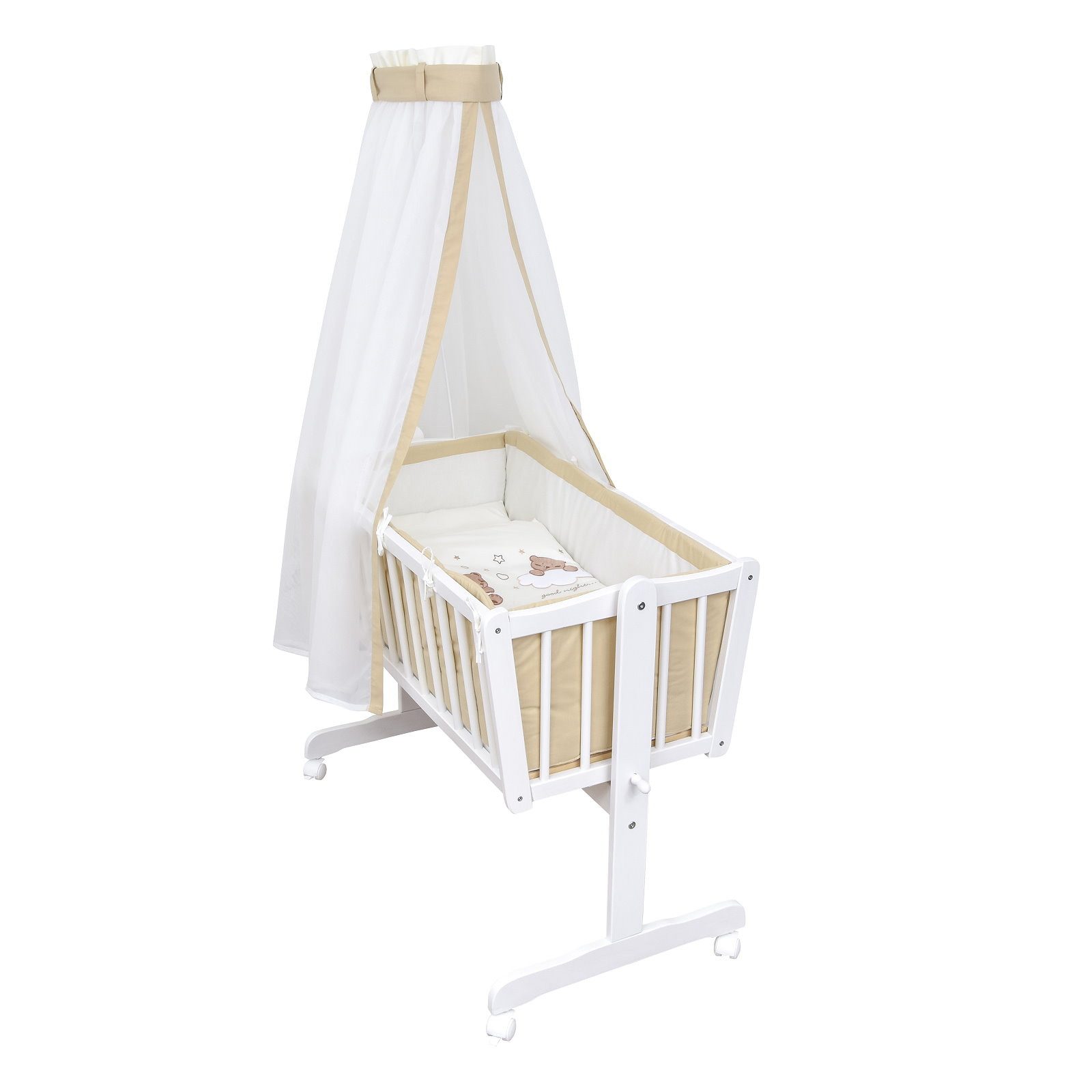 Baby-Delux Stubenbett Babywiege Komplettset, Schaukelwiege Weiß günstig online kaufen