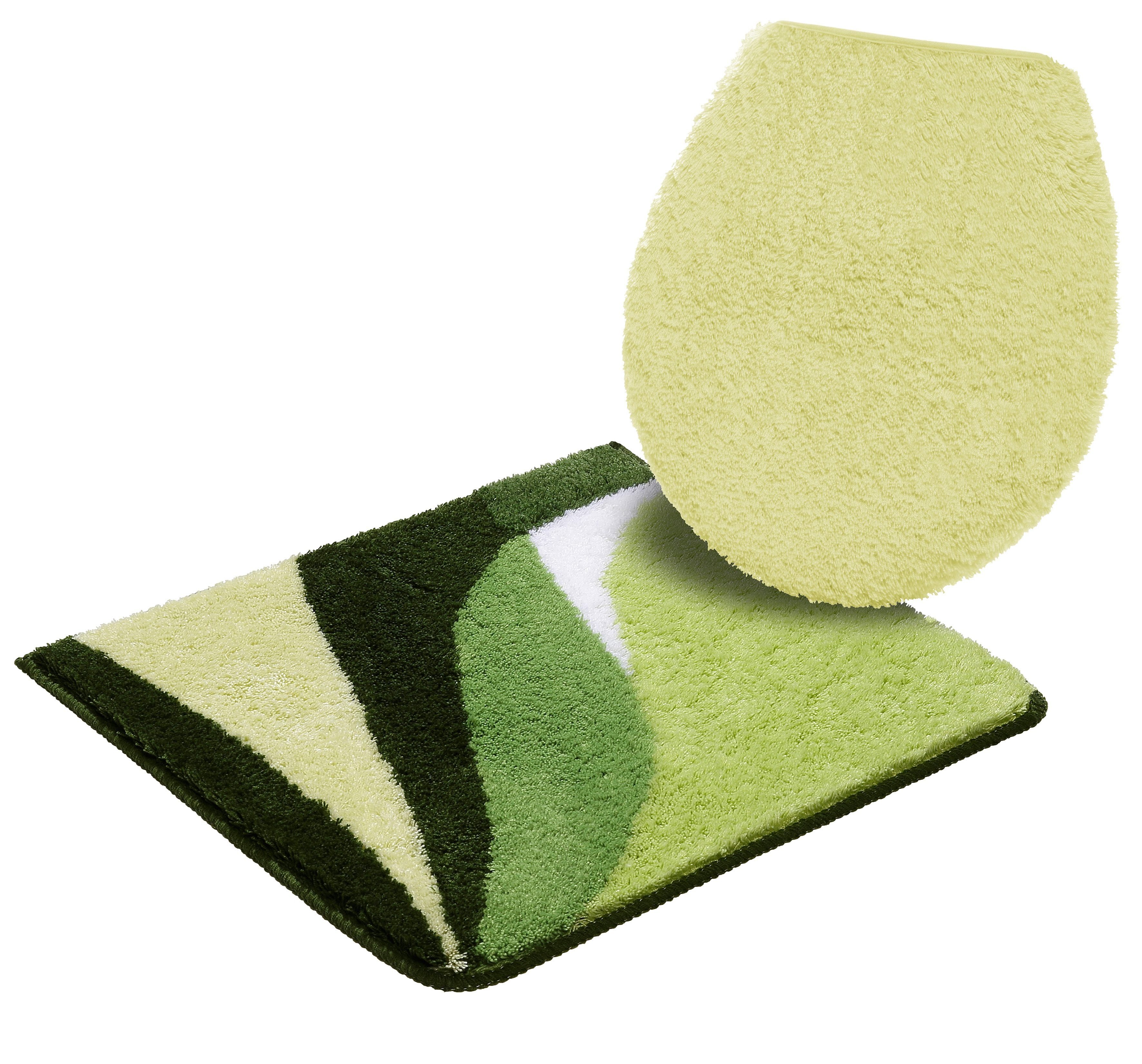 OTTO home Badematte Magnus, Badvorleger, Badezimmer Teppich, Höhe 20 mm, rutschhemmend beschichtet, schnell trocknend, strapazierfähig, Polyacryl, rechteckig, 2-tlg. Hänge-WC Set, mehrfarbig, Badteppich, Badematten auch als 2 teiliges Set & rund