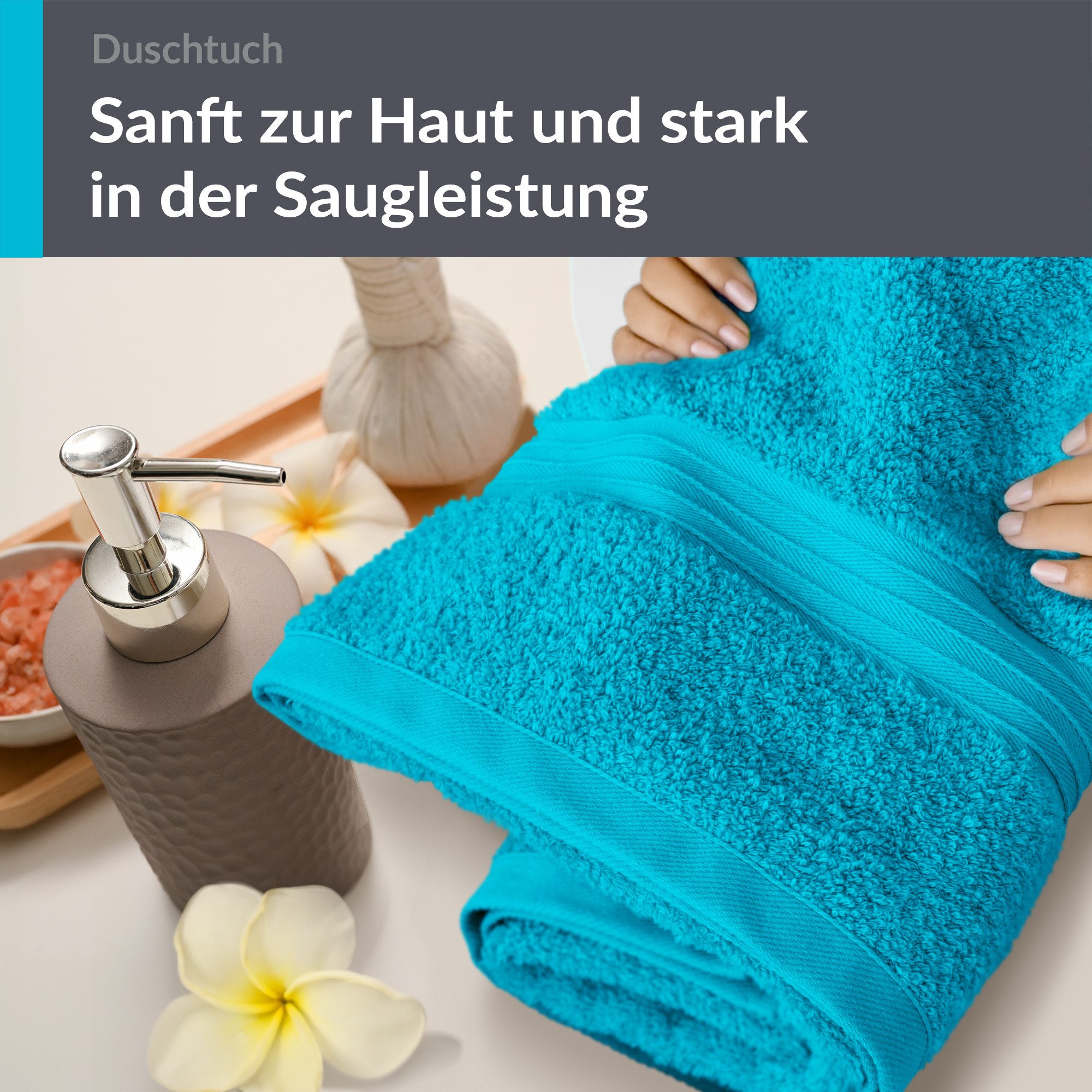 Lashuma Duschtuch - Badetuch Linz, Frottee (1-St), Blaues Handtuch Dusche 7 günstig online kaufen