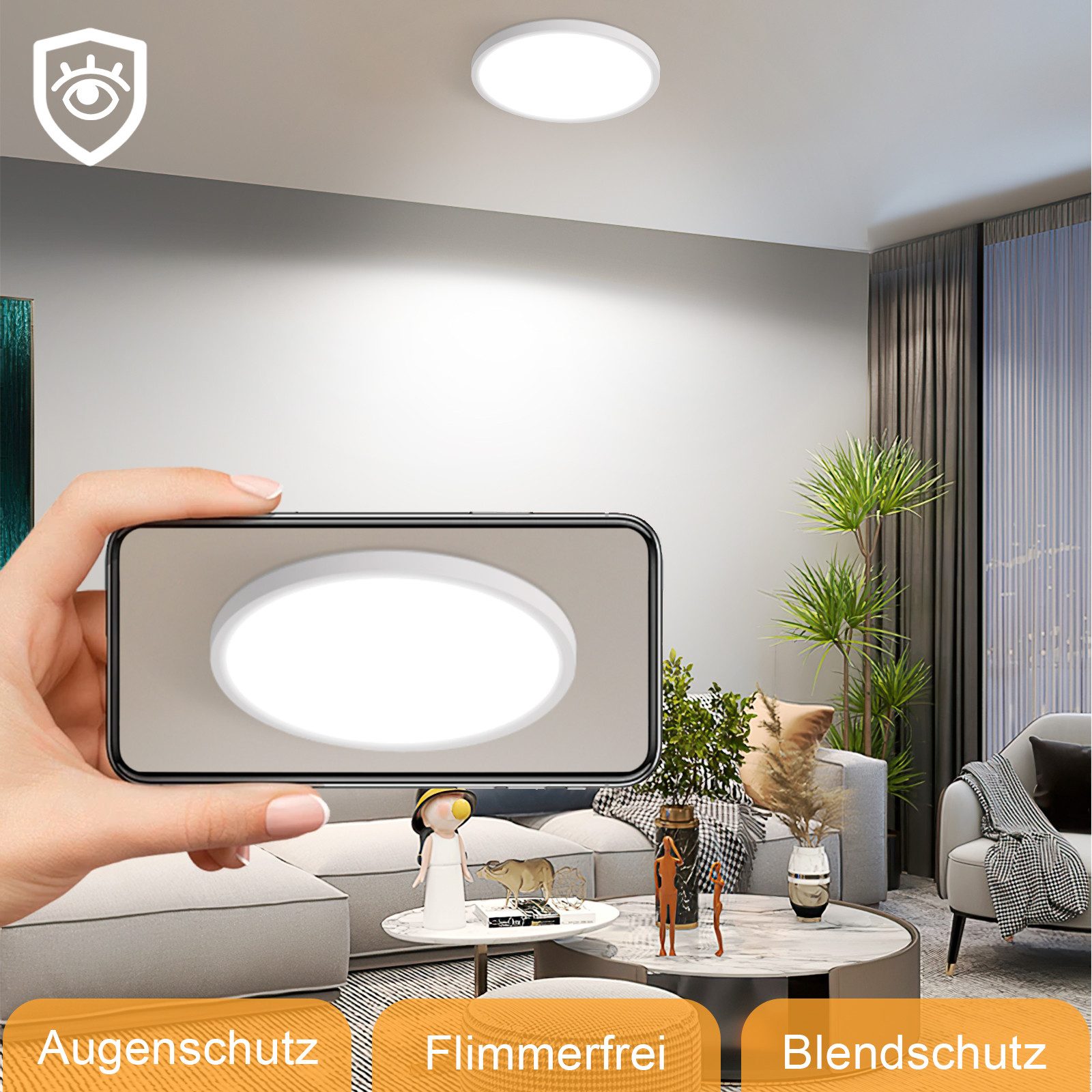 ZMH LED Deckenleuchte Whonzimmer ∅18CM Schwarz/Weiß günstig online kaufen
