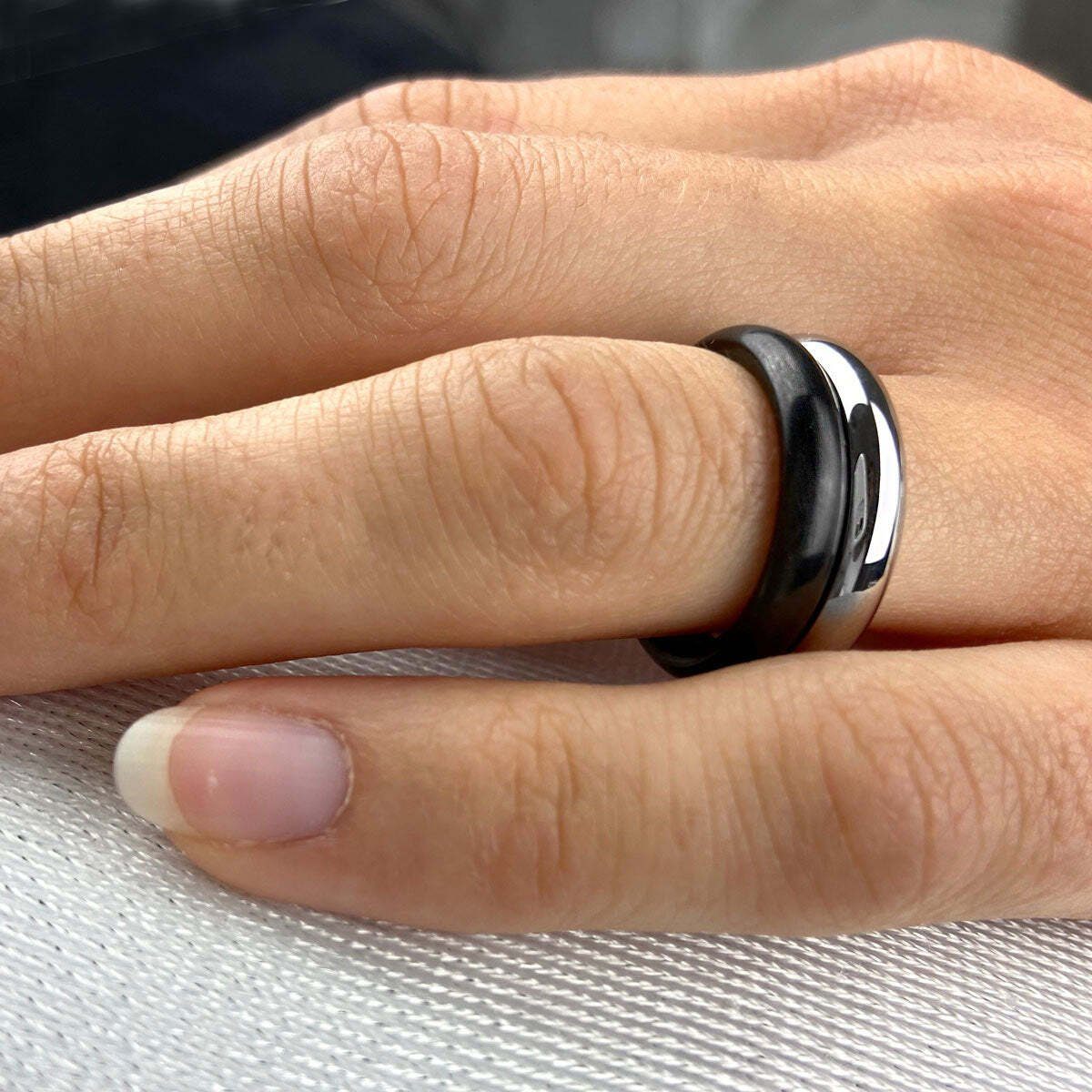 M&M Fingerring Ring Damen silber / gold / schwarz, matt schlicht (1-tlg), " günstig online kaufen