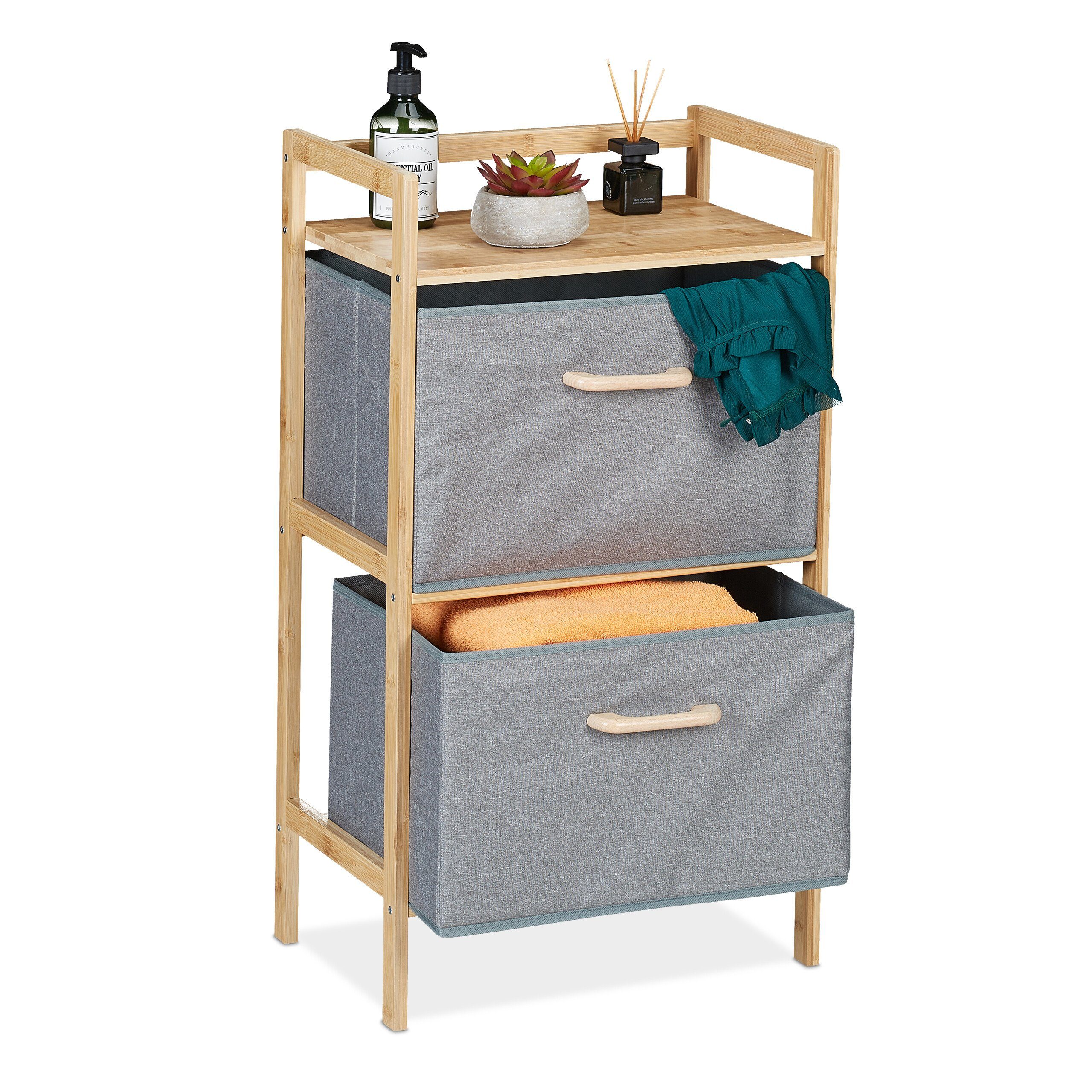 relaxdays Badregal Bambus Badregal mit 2 günstig online kaufen