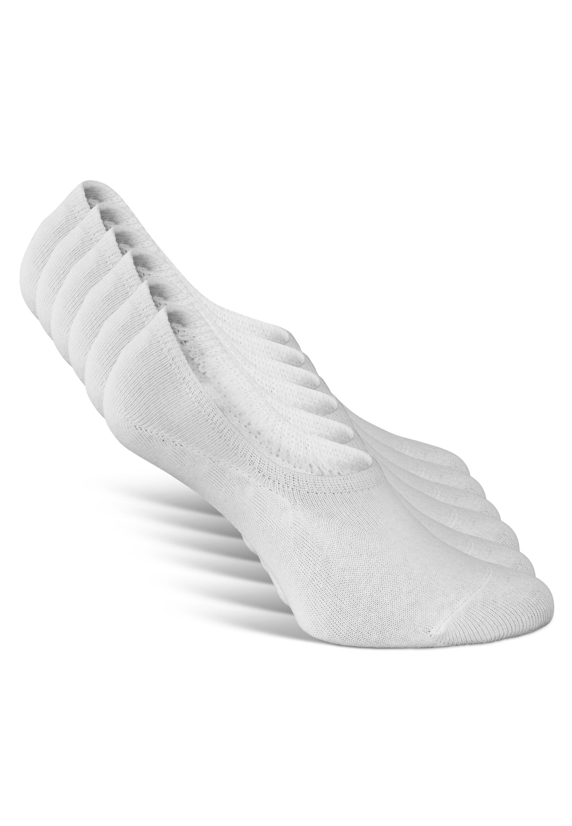 Classics Füßlinge Invisible Socks (6-Paar) mit festem Halt an der Ferse weiß