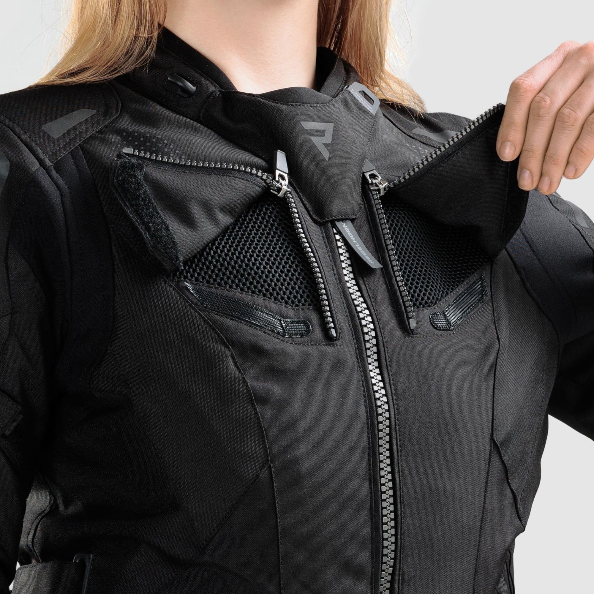Rebelhorn Motorradjacke Hiker 4 wasserdichte Damen Motorrad Textiljacke Rückenprotektor enthalten,Verbindungsreißverschluss,Ellenbogenpro