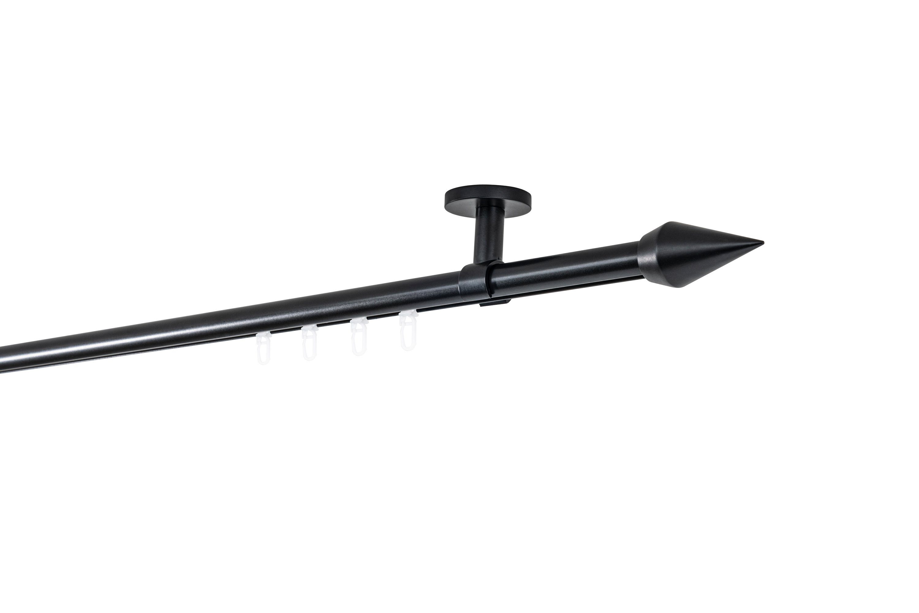 ondeco Gardinenstange Profil Deckenabstand 4cm Kegel, Ø 20 mm, 1-läufig-läufig, Wunschmaßlänge, Bohren, verschraubt