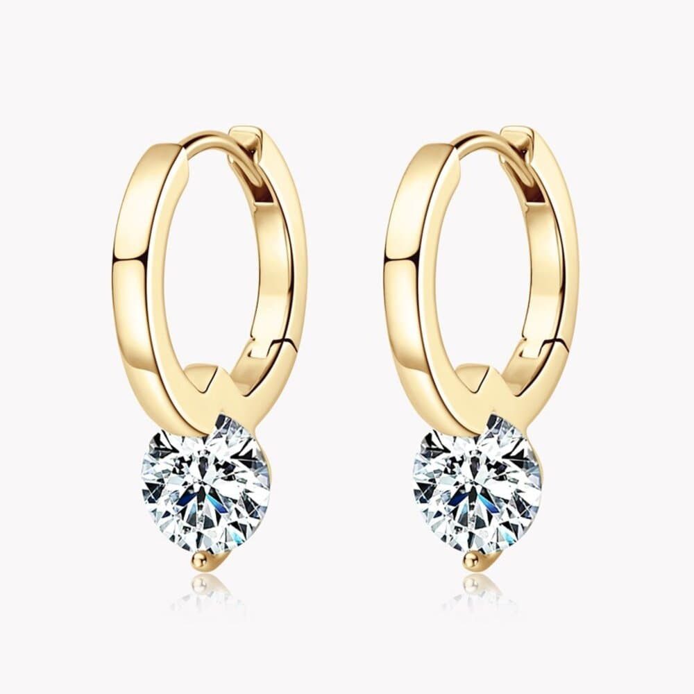 Paar Creolen Damen Moissanit Creolen Ohrringe 925 Silber 1,0ct + Zertifikat
