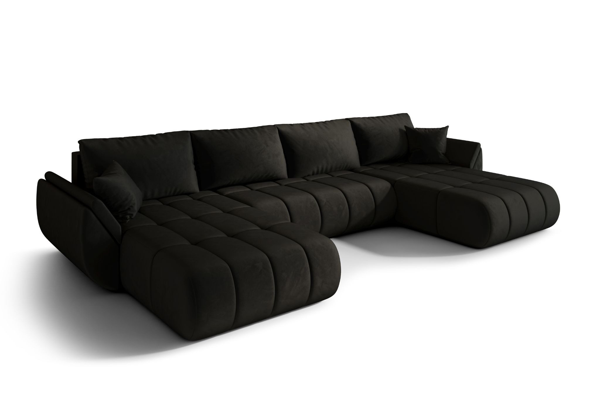 Kaiser Möbel Ecksofa TOKYO U PREMIUM im Veloursstoff Monolith,Schlaffunktion und Bettkasten, Ecksofa U-Form, U-Form,Wasserabweisender Veloursstoff Monolith