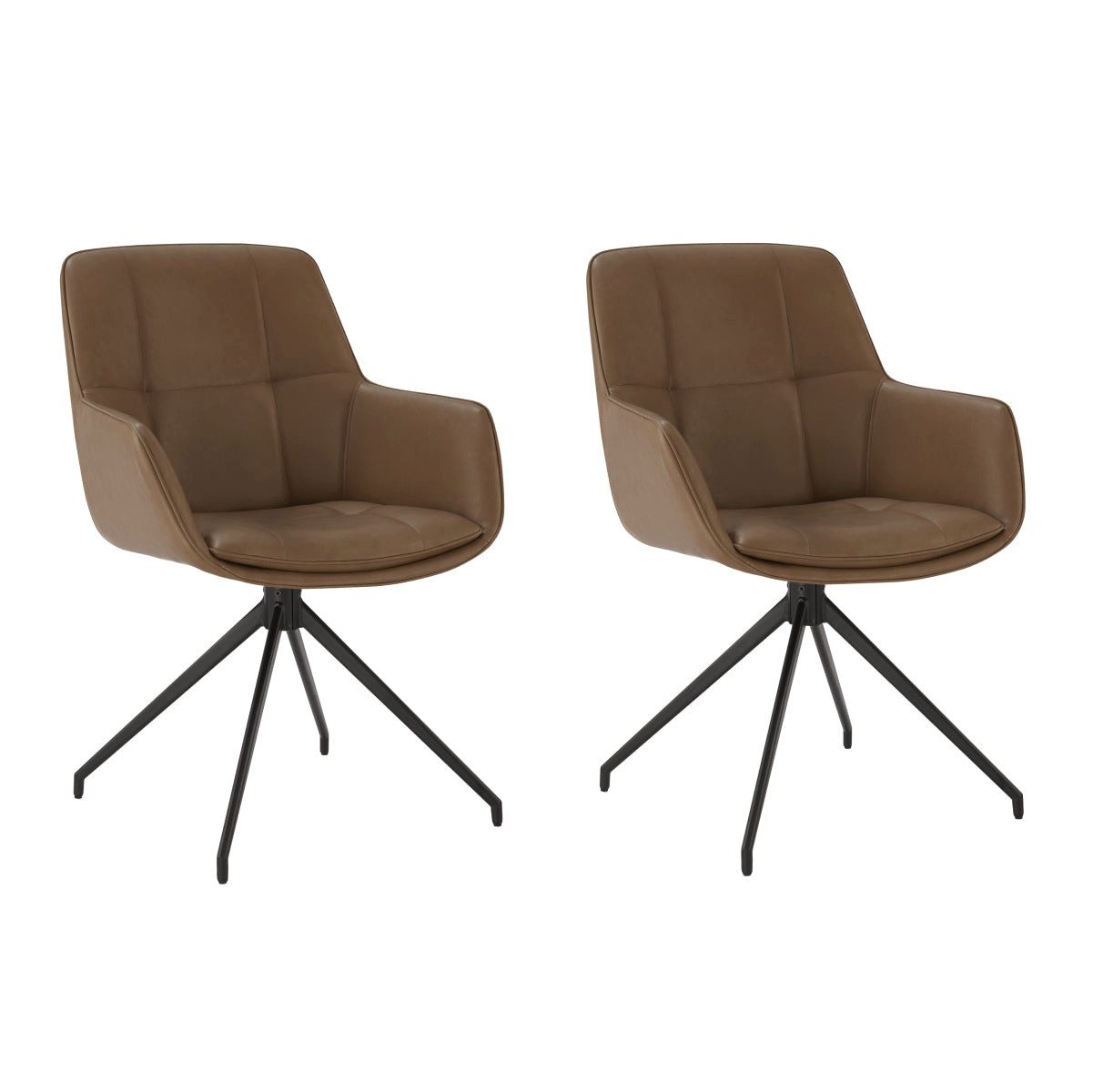 CHITA Esszimmerstuhl 2er Set 360° drehbar, Kunstleder, Metallgestell (2er Set), ergonomisch, mit Rückenlehne, Bürostuhl, 4-Fuß-Stuhl