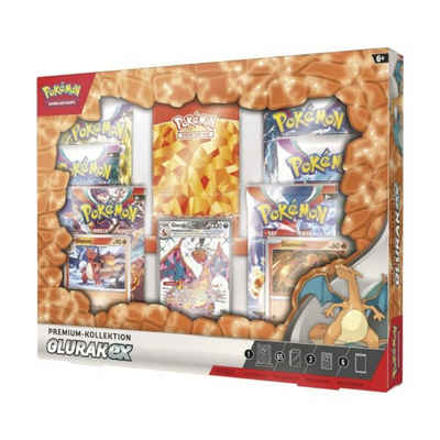 POKÉMON Sammelkarte Pokemon Glurak ex Premium Kollektion (deutsch), 6 Pokemon Booster Packs