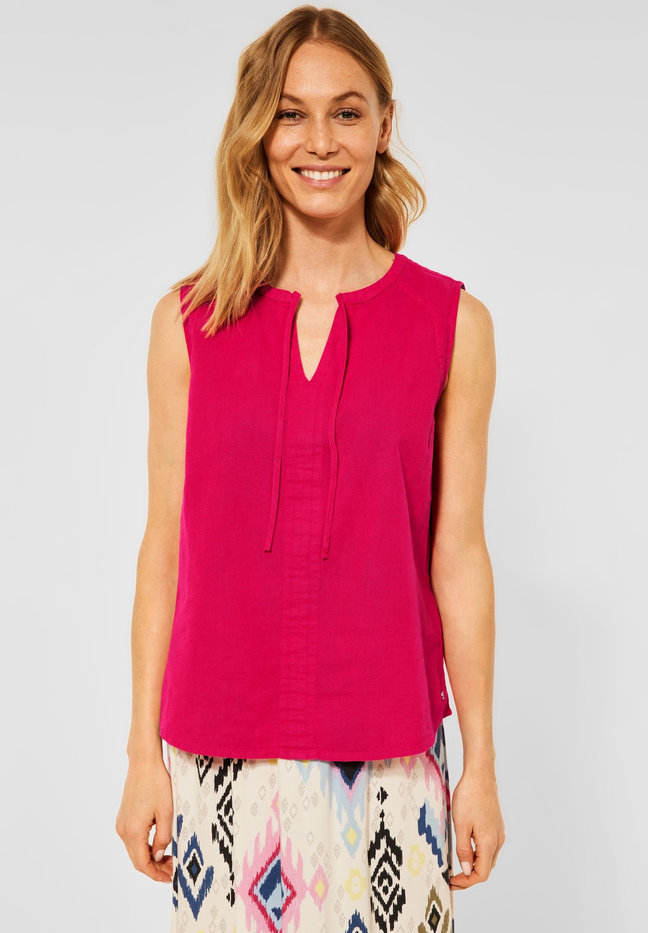 Trägertop Cecil Leinentop in Unifarbe in Rasberry Red