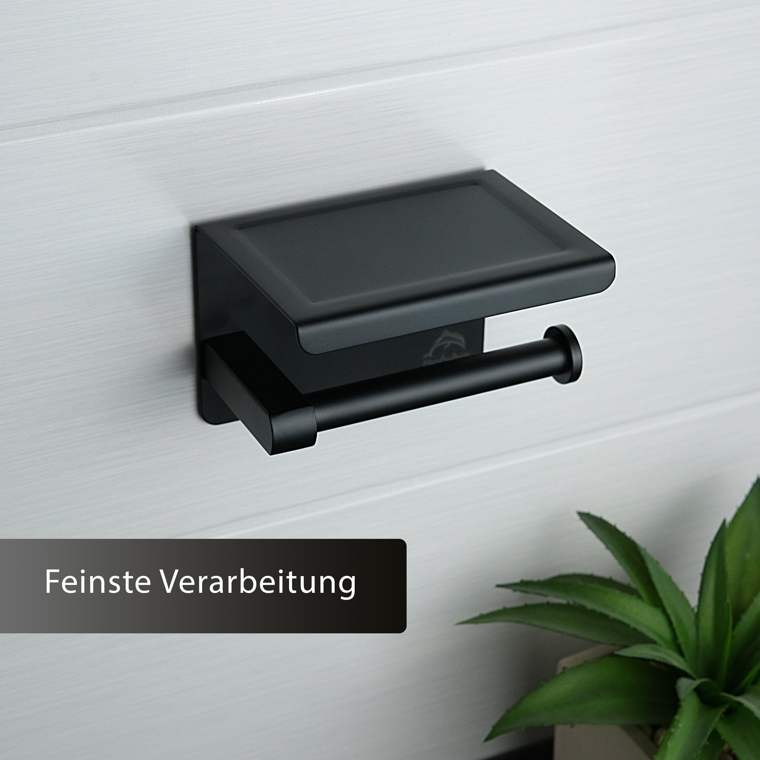 Dolvhin Toilettenpapierhalter ohne Bohren, Edelstahl Klopapierhalter mit Ablage, WC Klorollenhalter, zum Kleben inkl. extra starkem 3M Klebestreifen – Bild 3 von 5