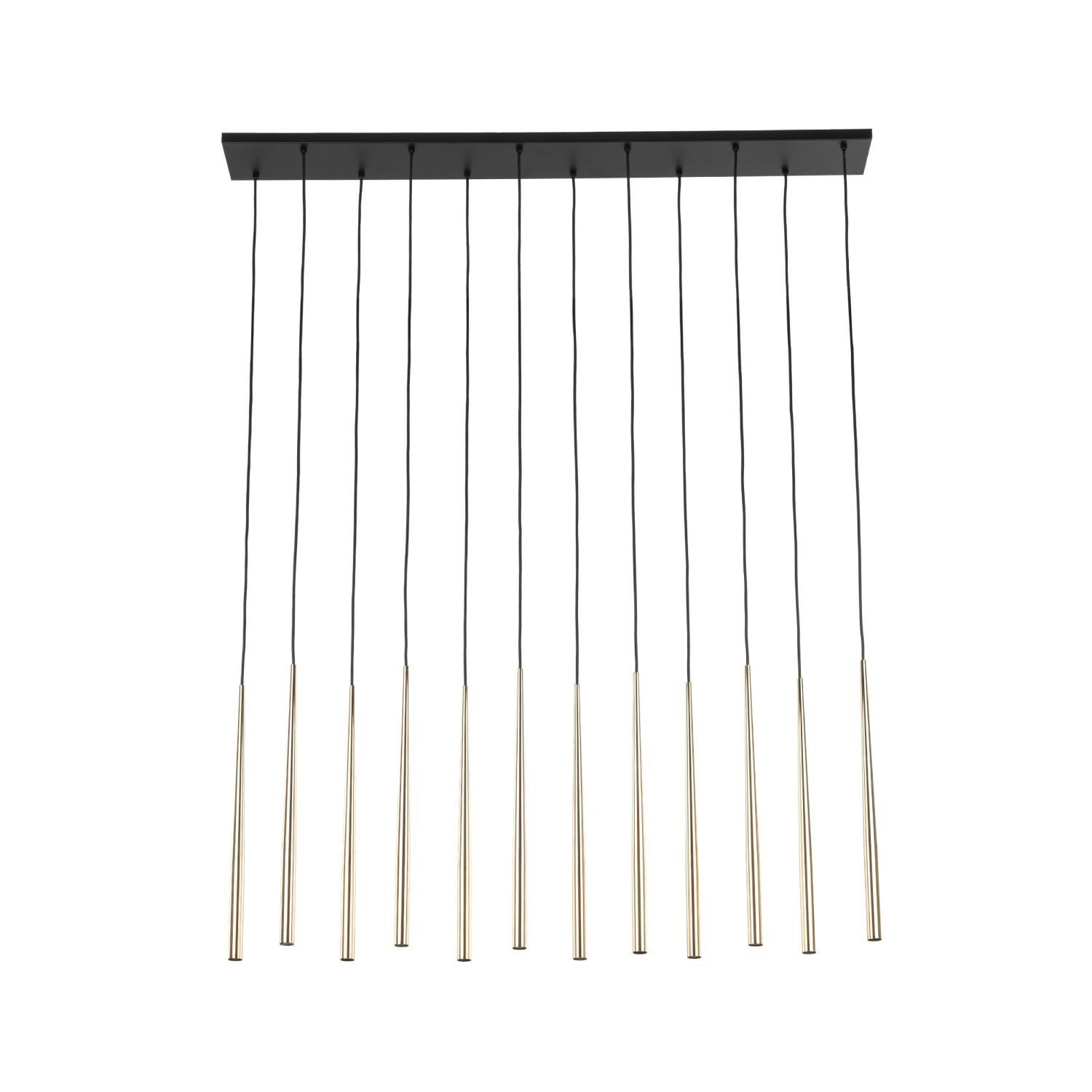 Licht-Erlebnisse Pendelleuchte PIANO, ohne Leuchtmittel, Metall G9 H: max. 140 cm in Schwarz Gold länglich Modern