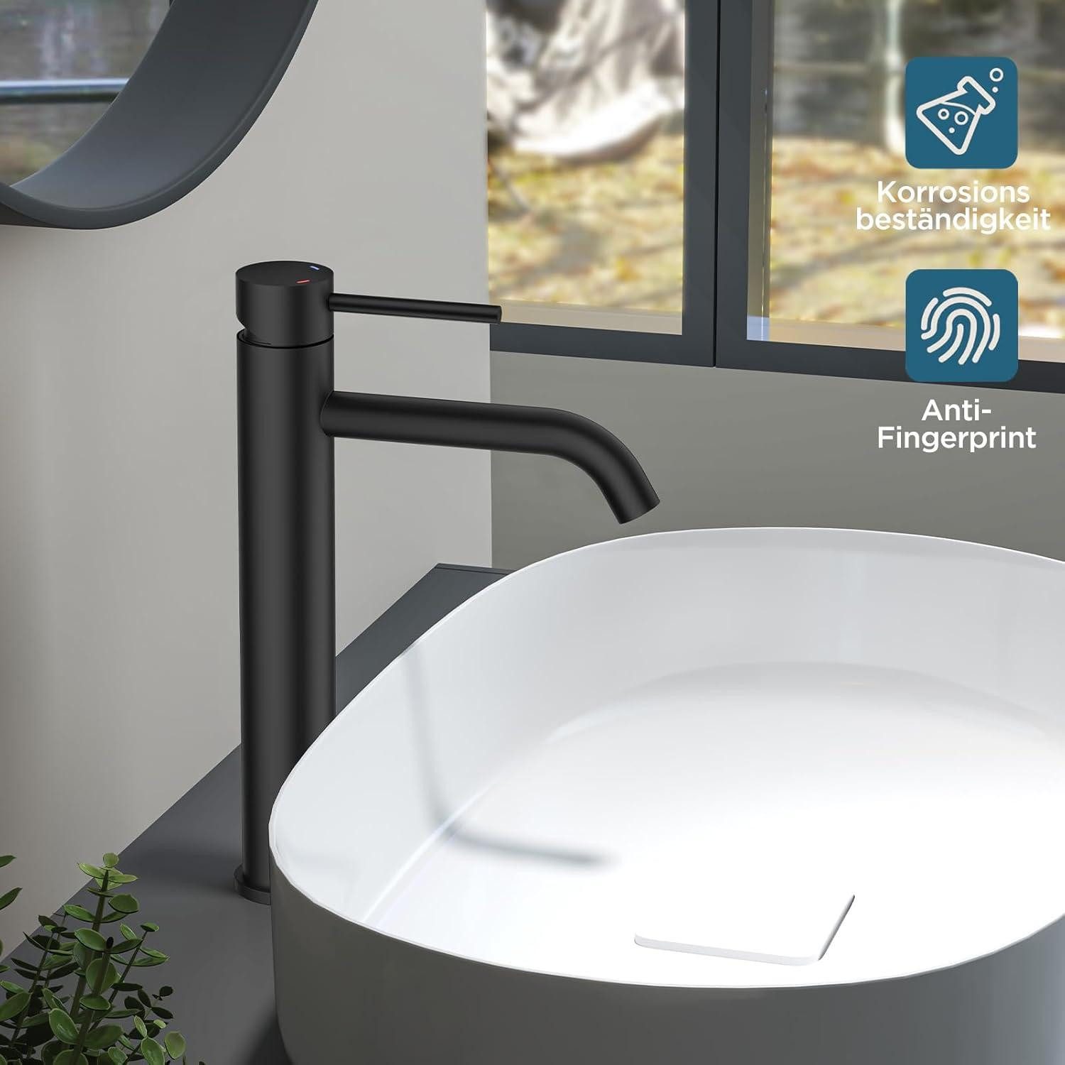 LuxusKollektion Waschtischarmatur Wasserhahn Schwarz Hoch Auslauf günstig online kaufen