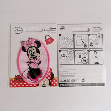 Disney Aufnäher Bügelbild, Aufbügler, Applikationen, Patches, Flicken, zum aufbügeln, Polyester, Minnie Mouse OVAL - Größe: 8,8 x 6 cm