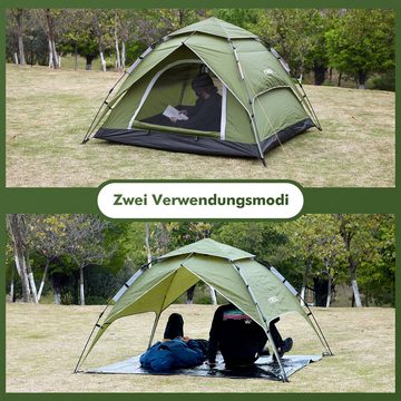 Yorbay Kuppelzelt 2 in 1 Pop Up Campingzelt doppelwandig wasserdicht UV-Schutz, (mit Heringen, Windseile und Tragetasche), für 2-3 Personen für Wandern, Trekking, Outdoor